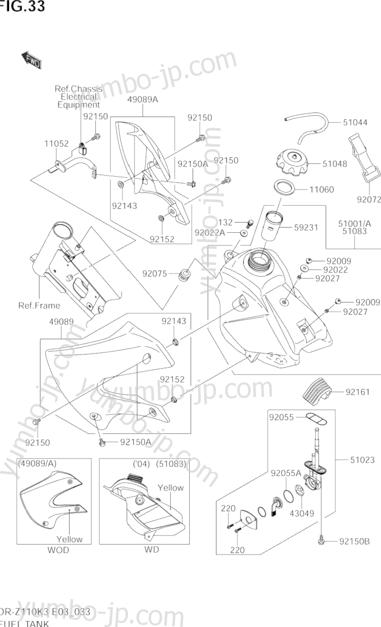 FUEL TANK for motorcycles SUZUKI DR-Z110 2003 year