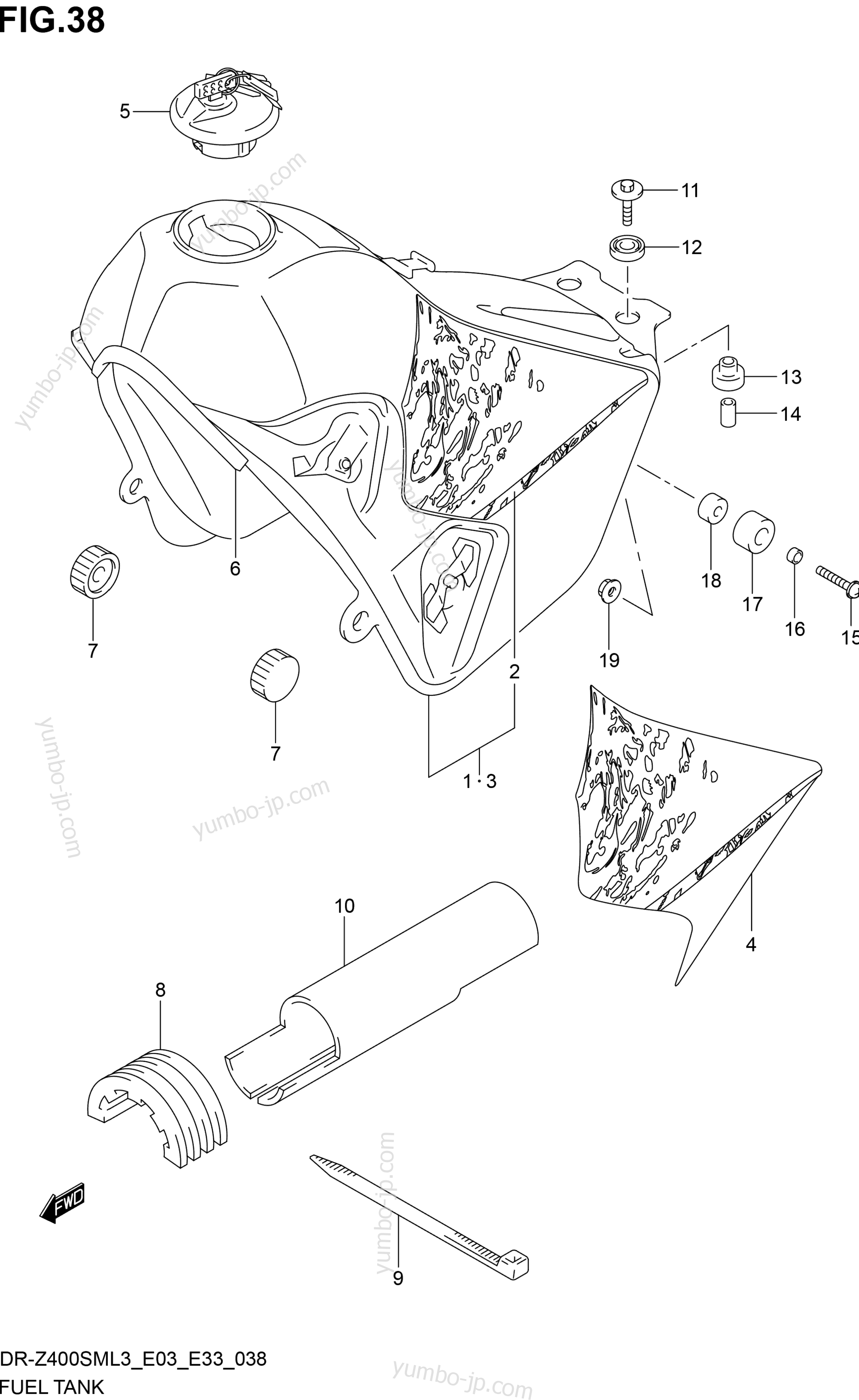 FUEL TANK (DR-Z400SML3 E03) для мотоциклов SUZUKI DR-Z400SM 2013 г.