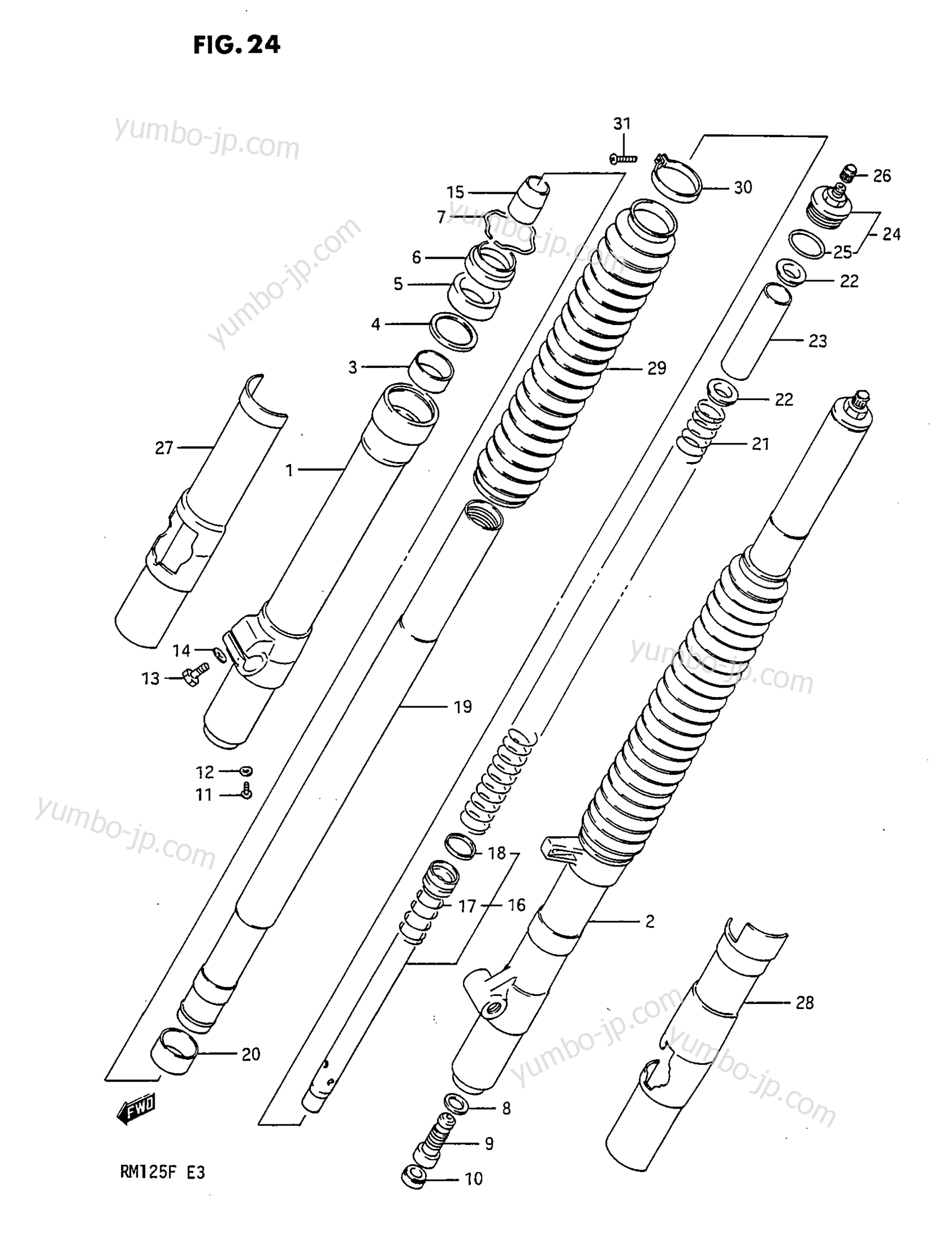 FRONT FORK (MODEL F) for motorcycles SUZUKI RM125 1985 year