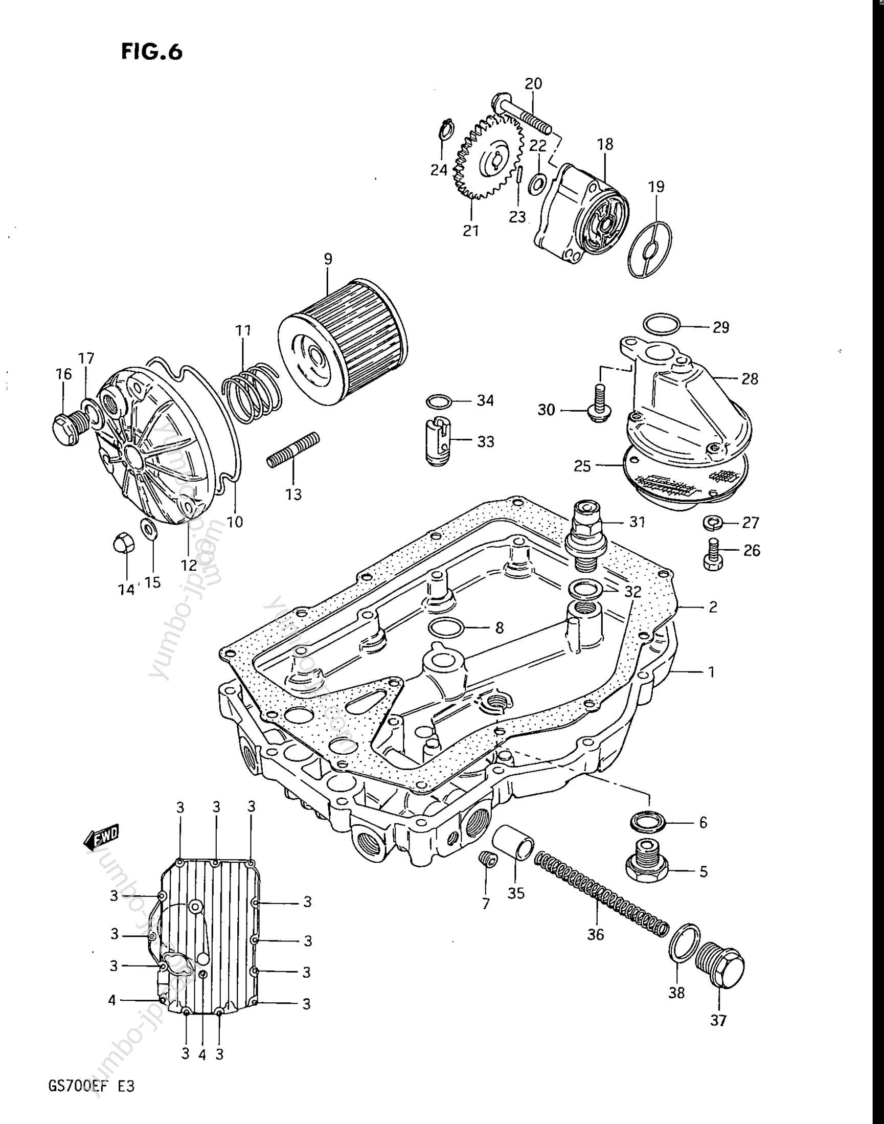 Oil Pump - Oil Filter for motorcycles SUZUKI ES, (GS700E) 1985 year