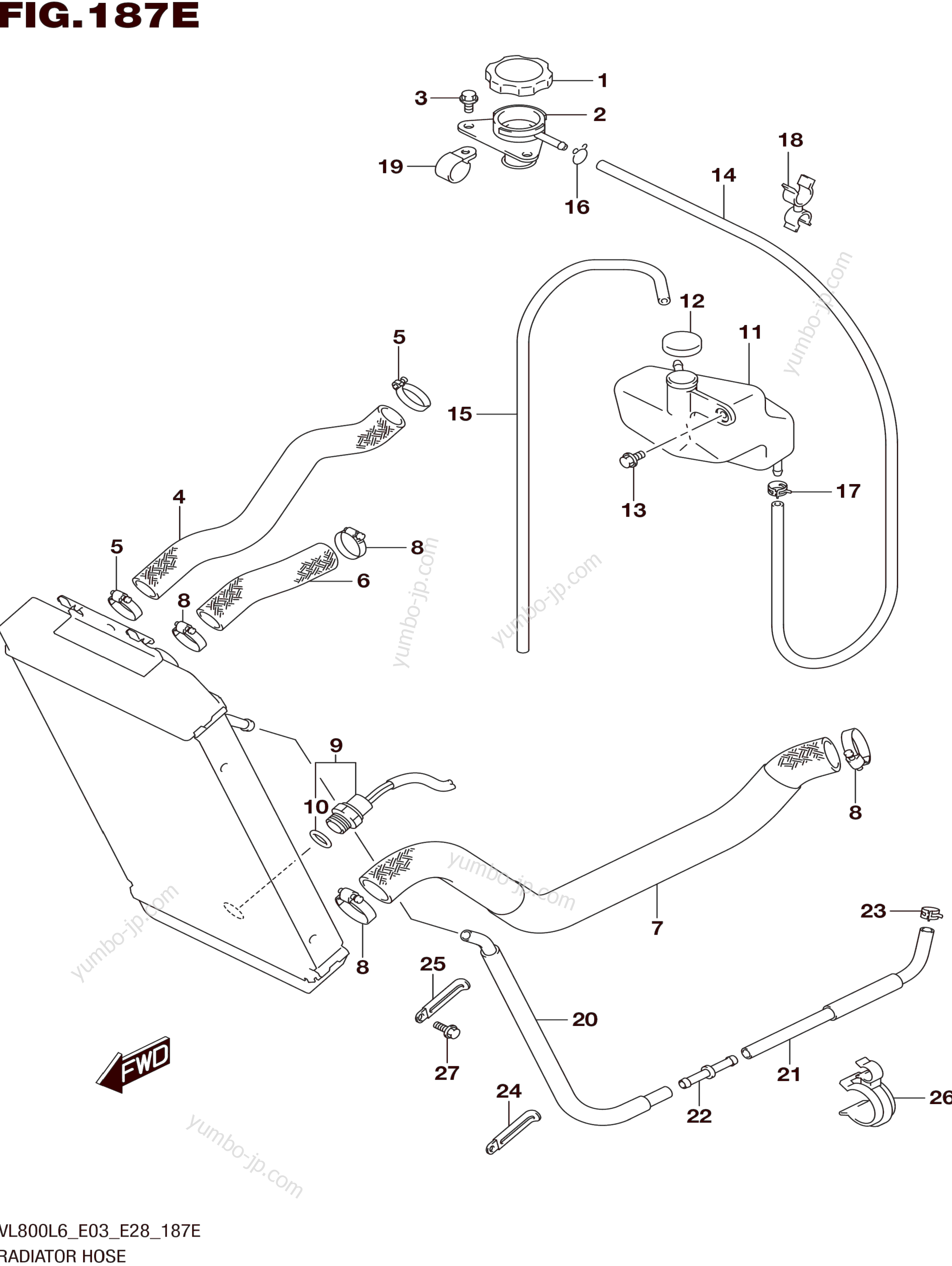 RADIATOR HOSE (VL800TL6 E28) for motorcycles SUZUKI VL800 2016 year