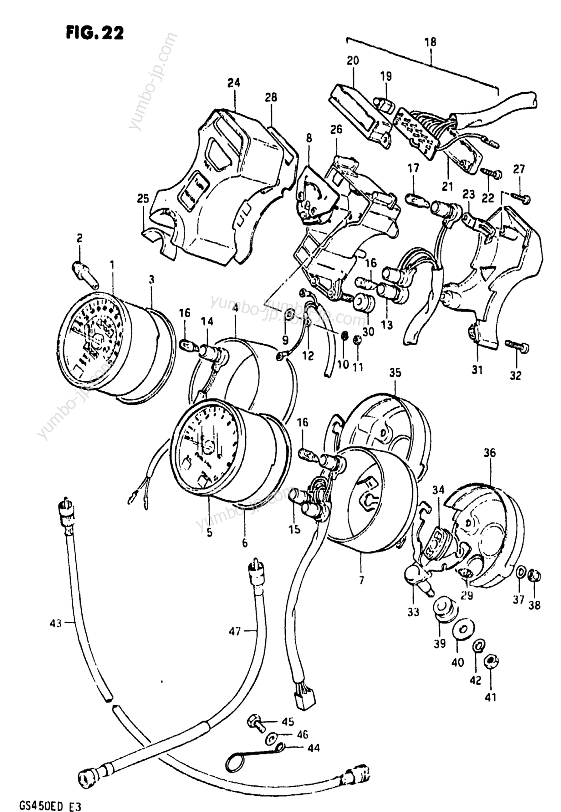 Speedometer - Tachometer for motorcycles SUZUKI GS450E 1983 year
