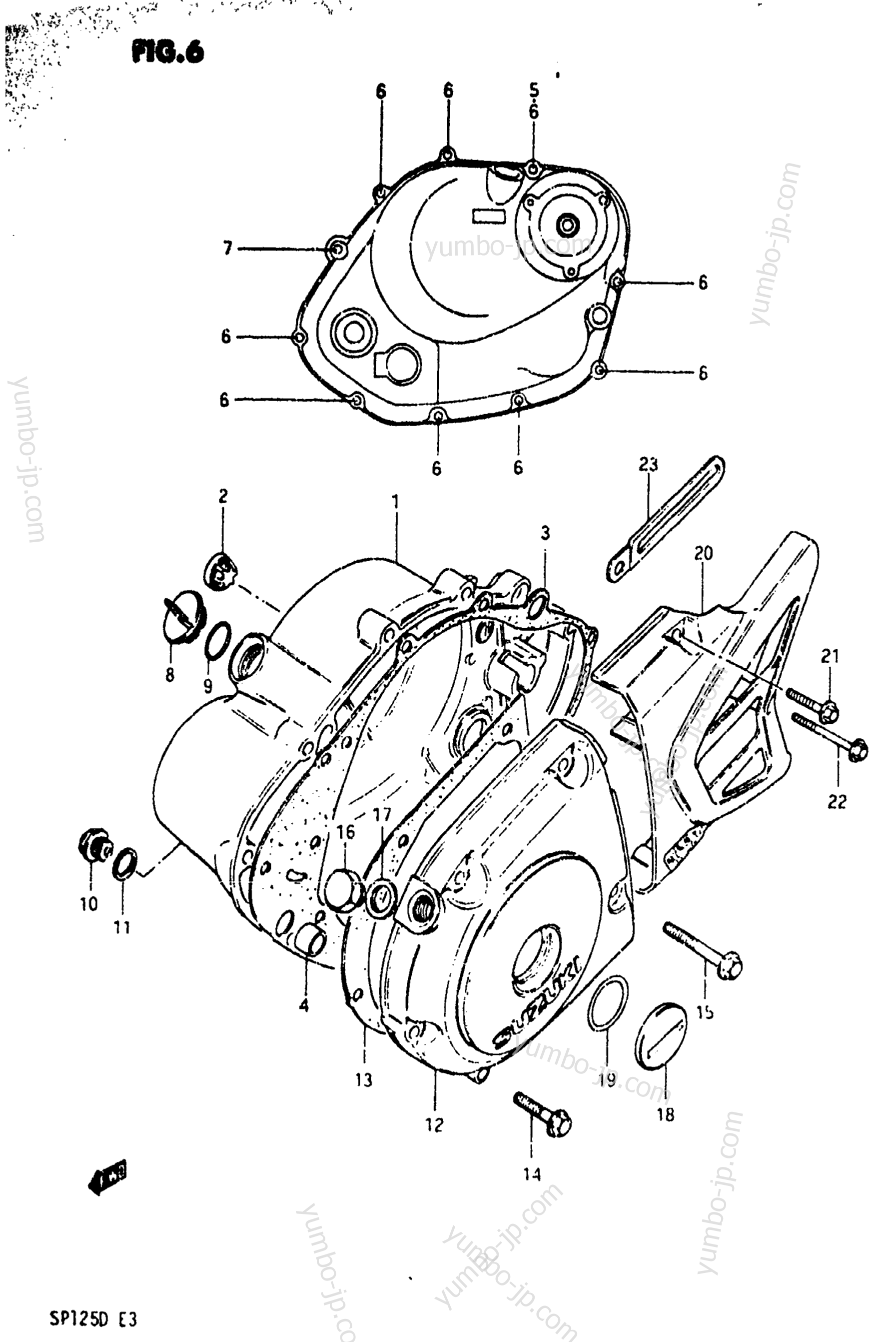 CRANKCASE COVER (MODEL Z) for motorcycles SUZUKI SP125 1983 year