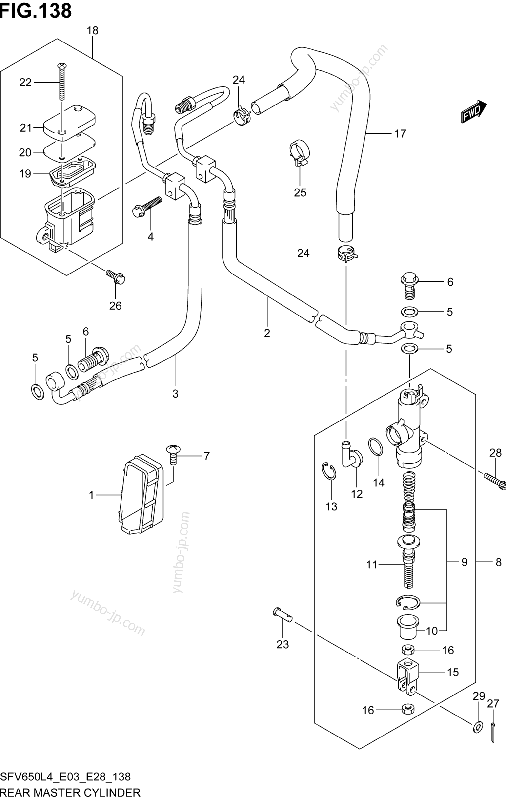 REAR MASTER CYLINDER (SFV650AL4 E28) for motorcycles SUZUKI SFV650 2014 year