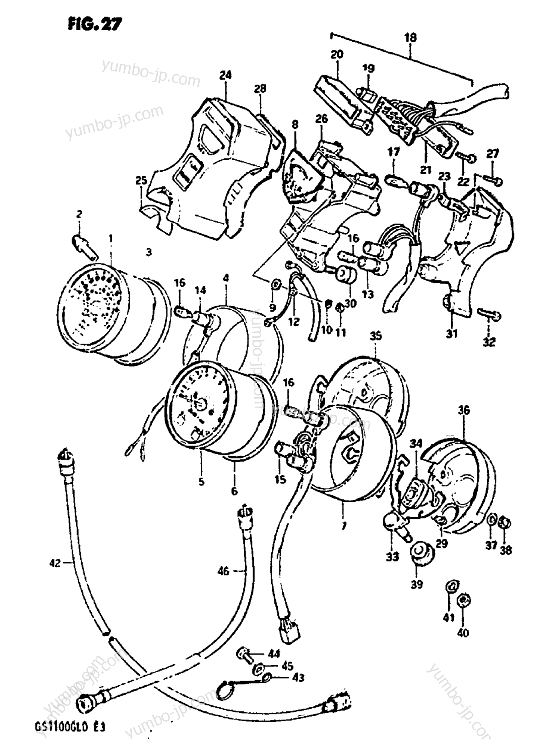 Speedometer-Tachometer for motorcycles SUZUKI GS1100GL 1982 year