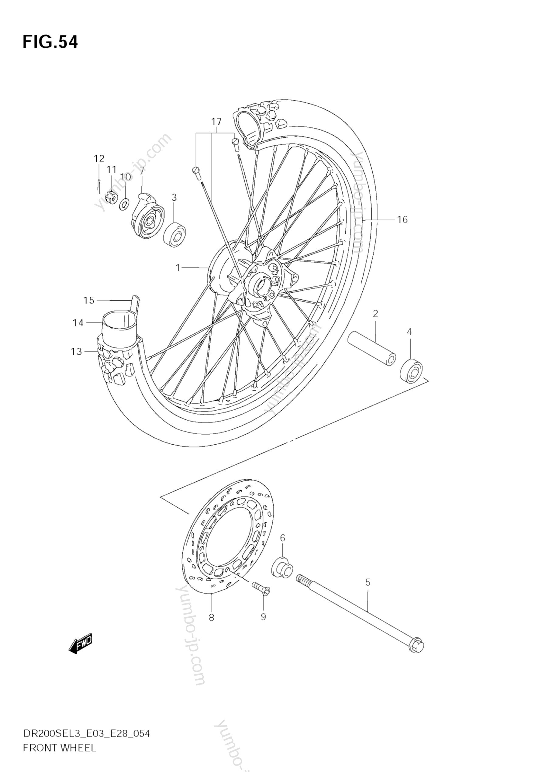 FRONT WHEEL for motorcycles SUZUKI DR200SE 2013 year