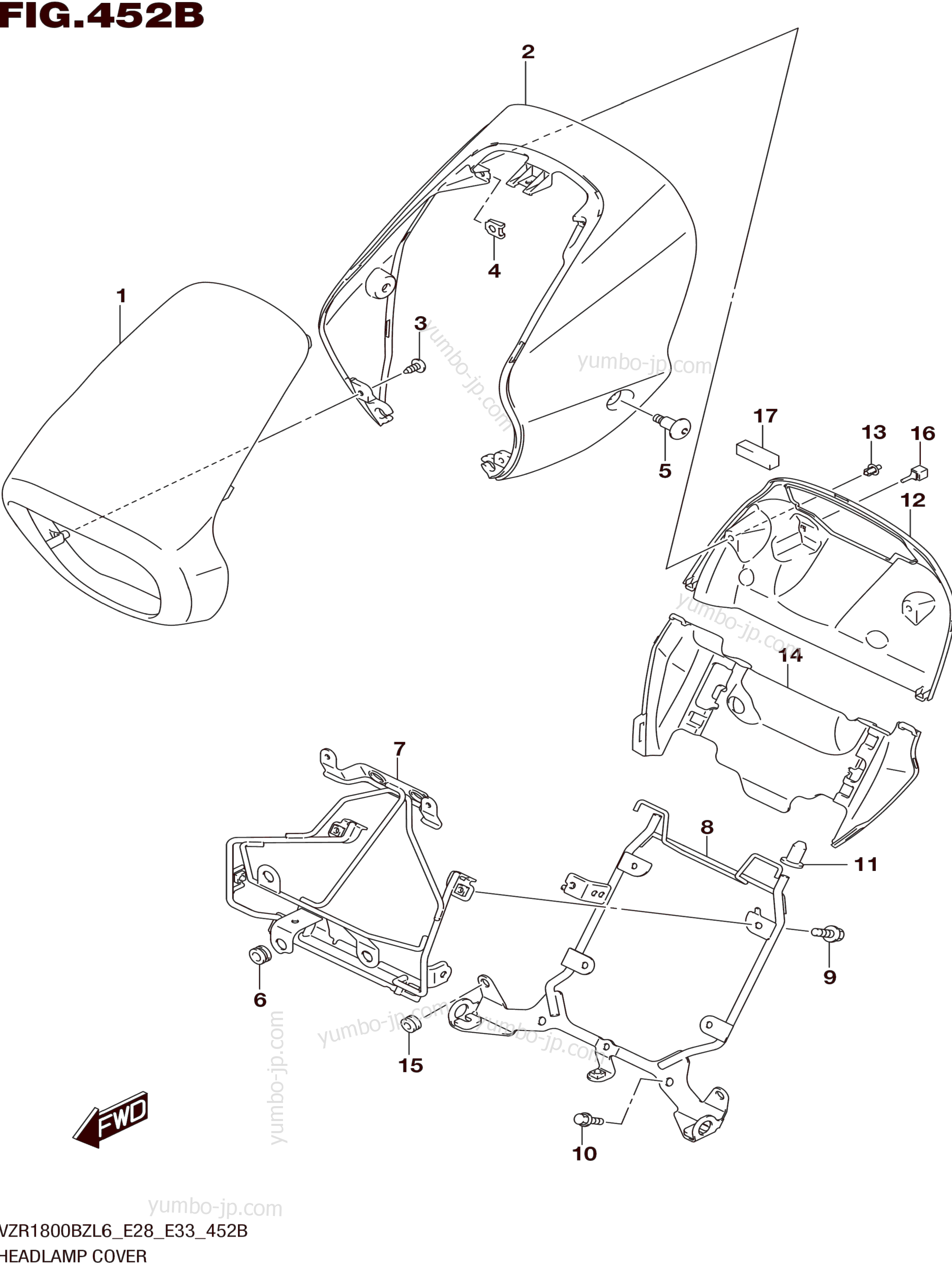 HEADLAMP COVER (FOR PGZ)  (VZR1800BZL6 E28) для мотоциклов SUZUKI VZR1800-BZ 2016 г.