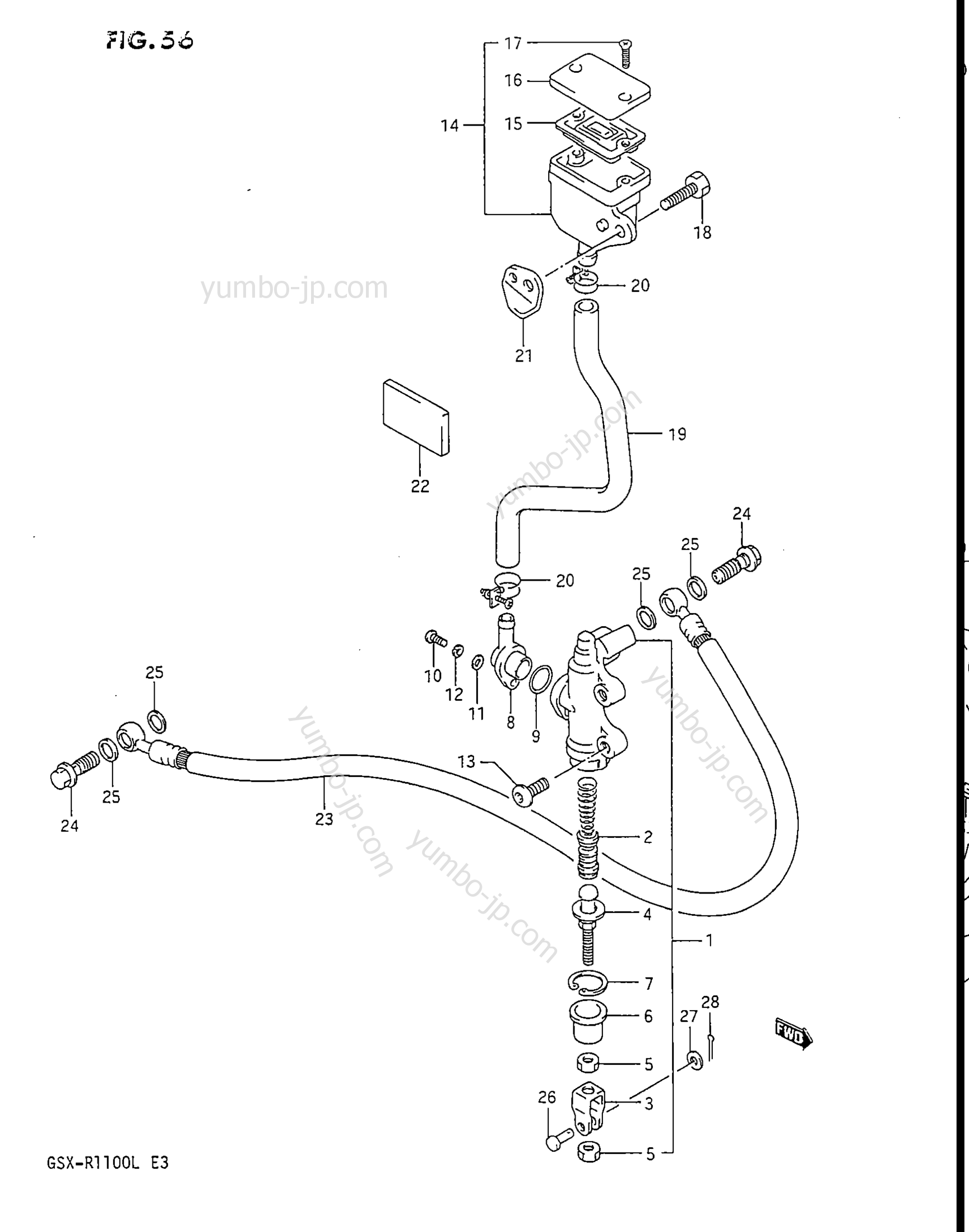 REAR MASTER CYLINDER (MODEL K) for motorcycles SUZUKI GSX-R1100 1989 year