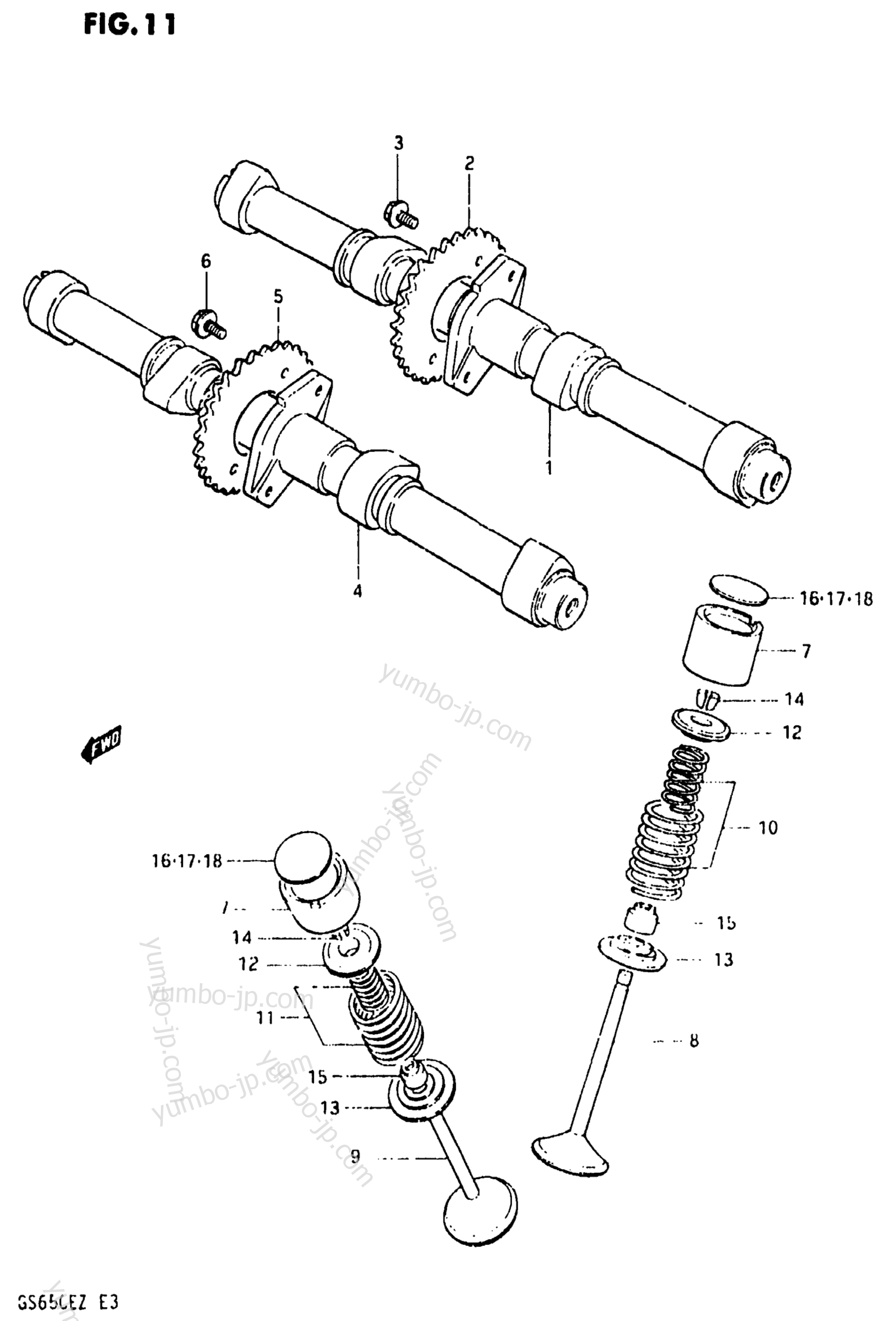 CAM SHAFT - VALVE for motorcycles SUZUKI GS650E 1982 year