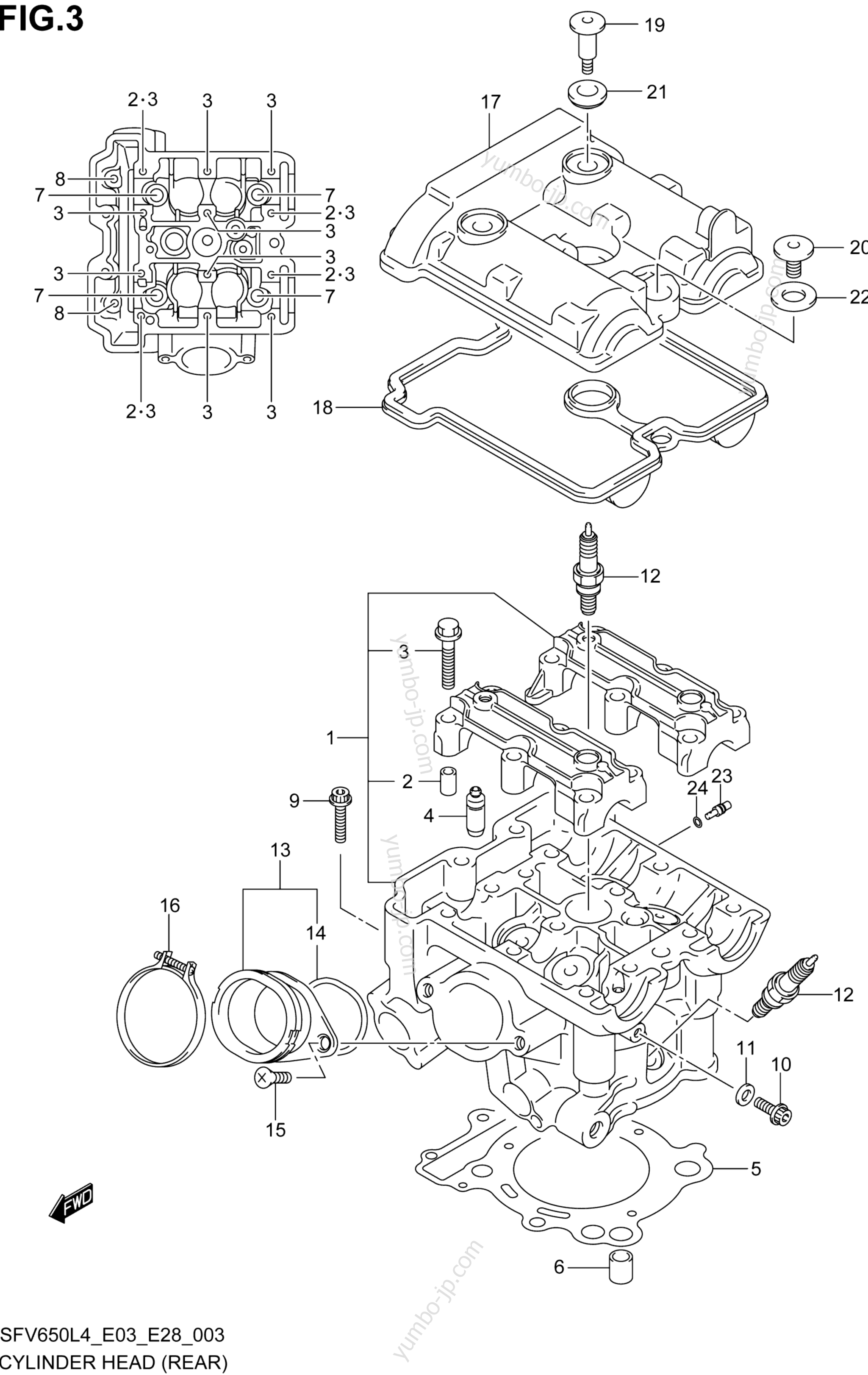 CYLINDER HEAD (REAR) для мотоциклов SUZUKI SFV650A 2014 г.