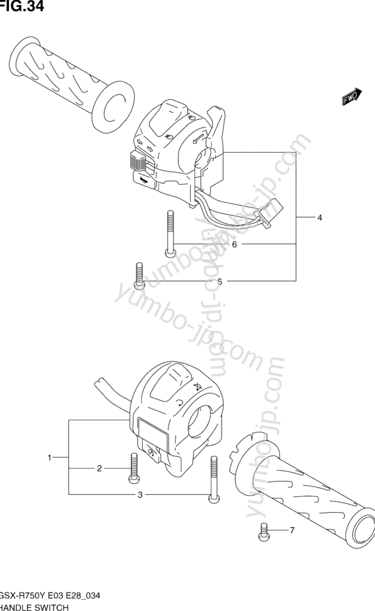 HANDLE SWITCH (MODEL Y/K1/K2) для мотоциклов SUZUKI GSX-R750 2002 г.