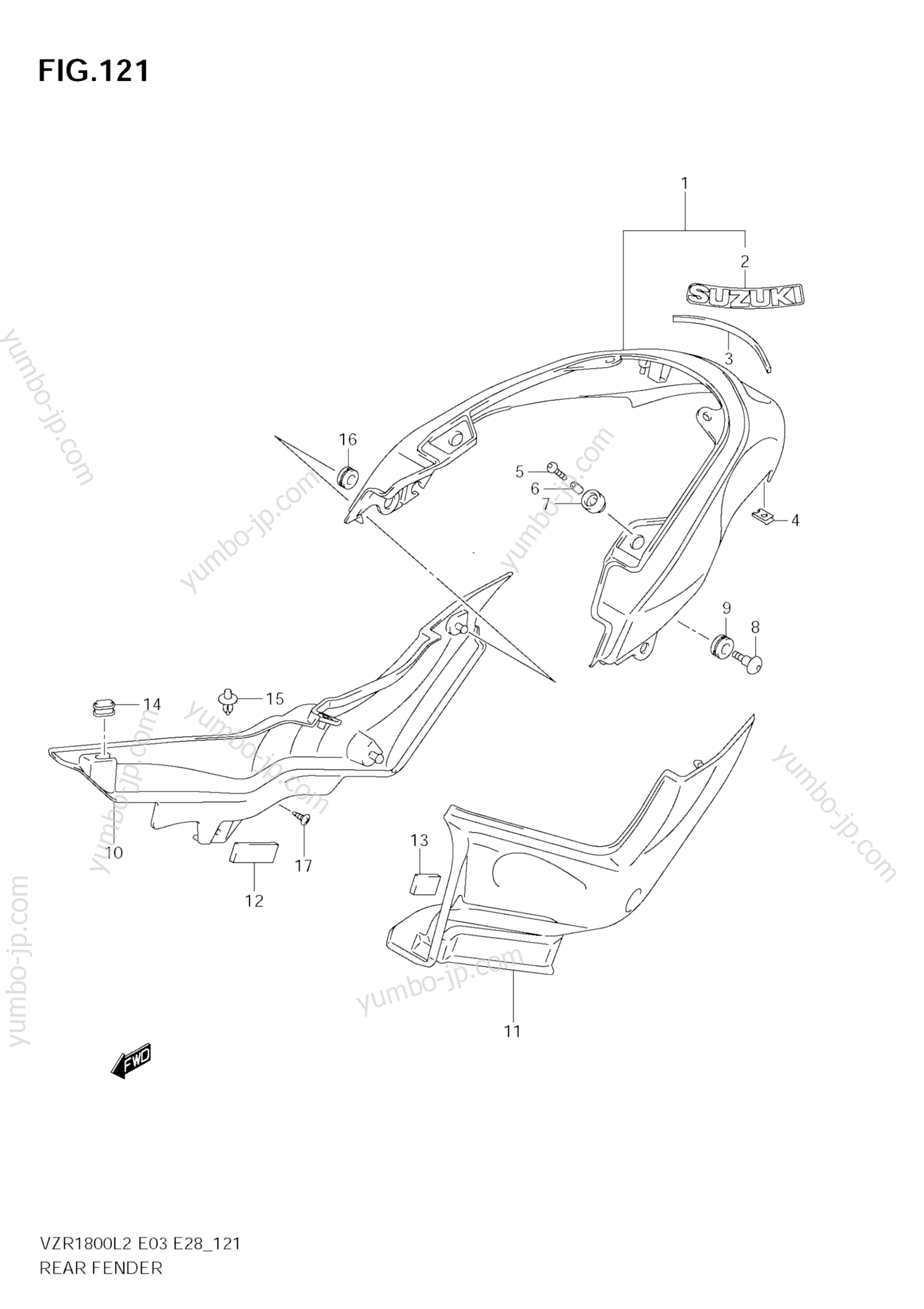 REAR FENDER (VZR1800 L2 E33) for motorcycles SUZUKI Boulevard M109R (VZR1800) 2012 year