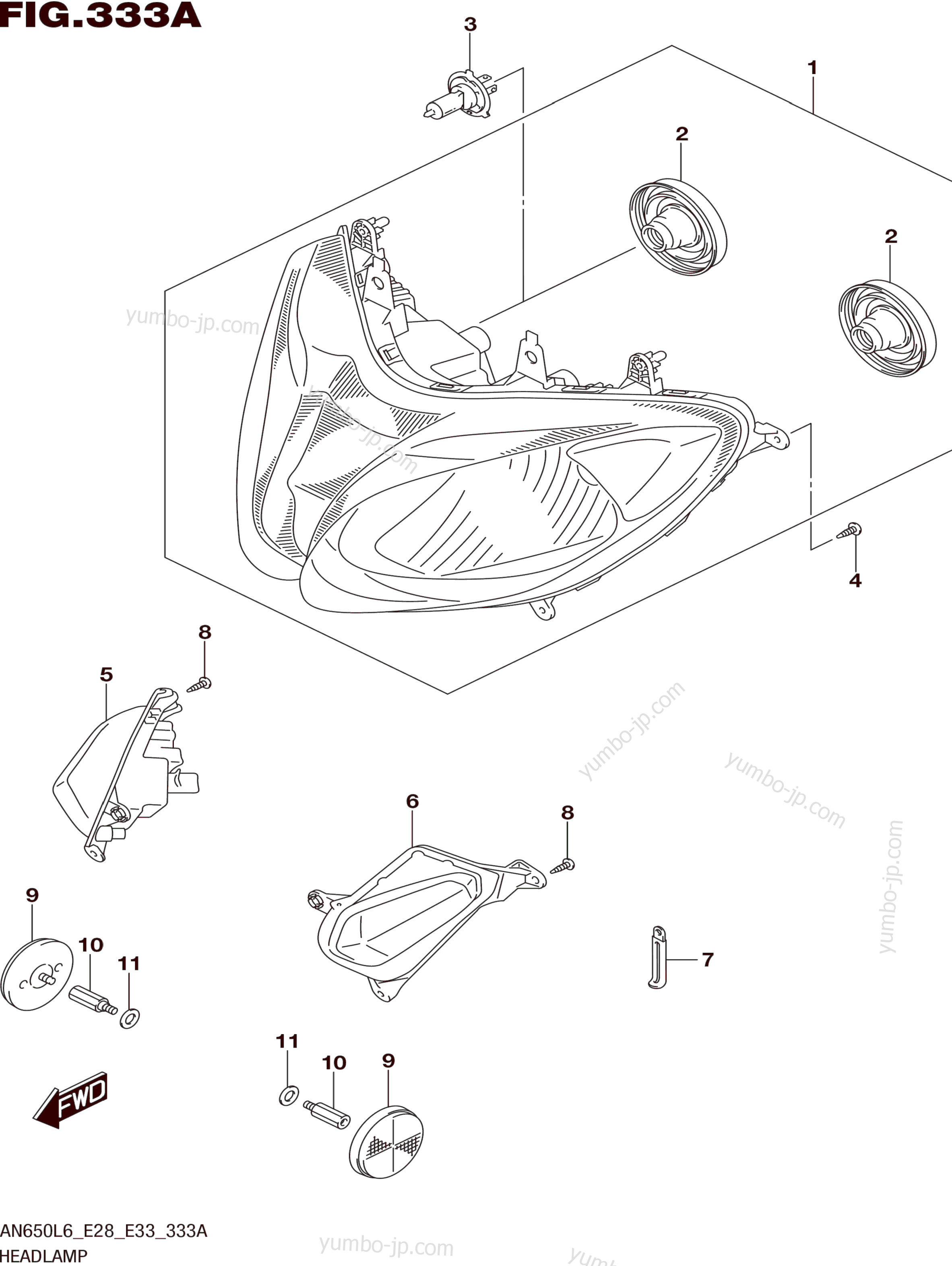 HEADLAMP для мотоциклов SUZUKI AN650 2016 г.