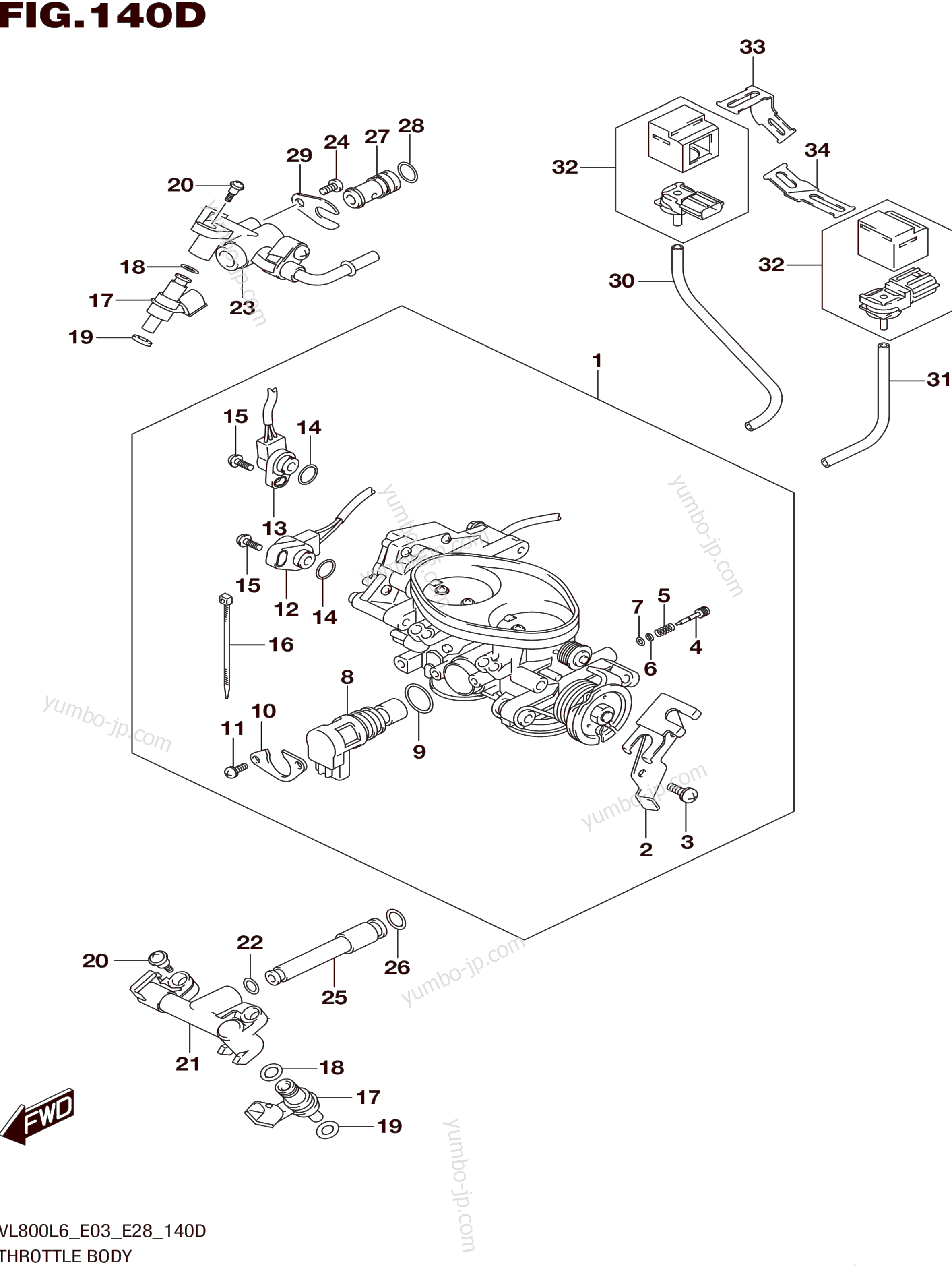 THROTTLE BODY (VL800TL6 E03) for motorcycles SUZUKI VL800T 2016 year