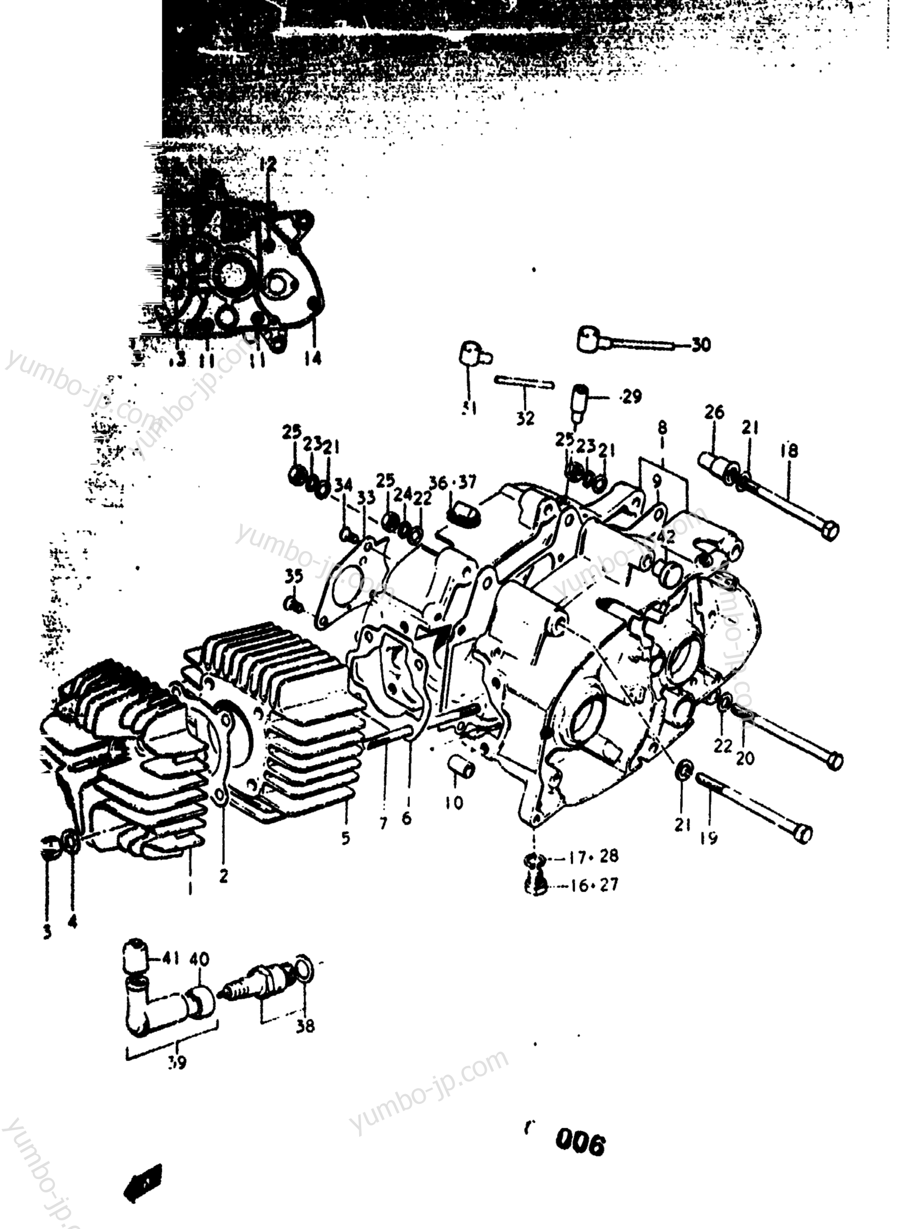 Cylinder - Crankcase for motorcycles SUZUKI RV90 1973 year