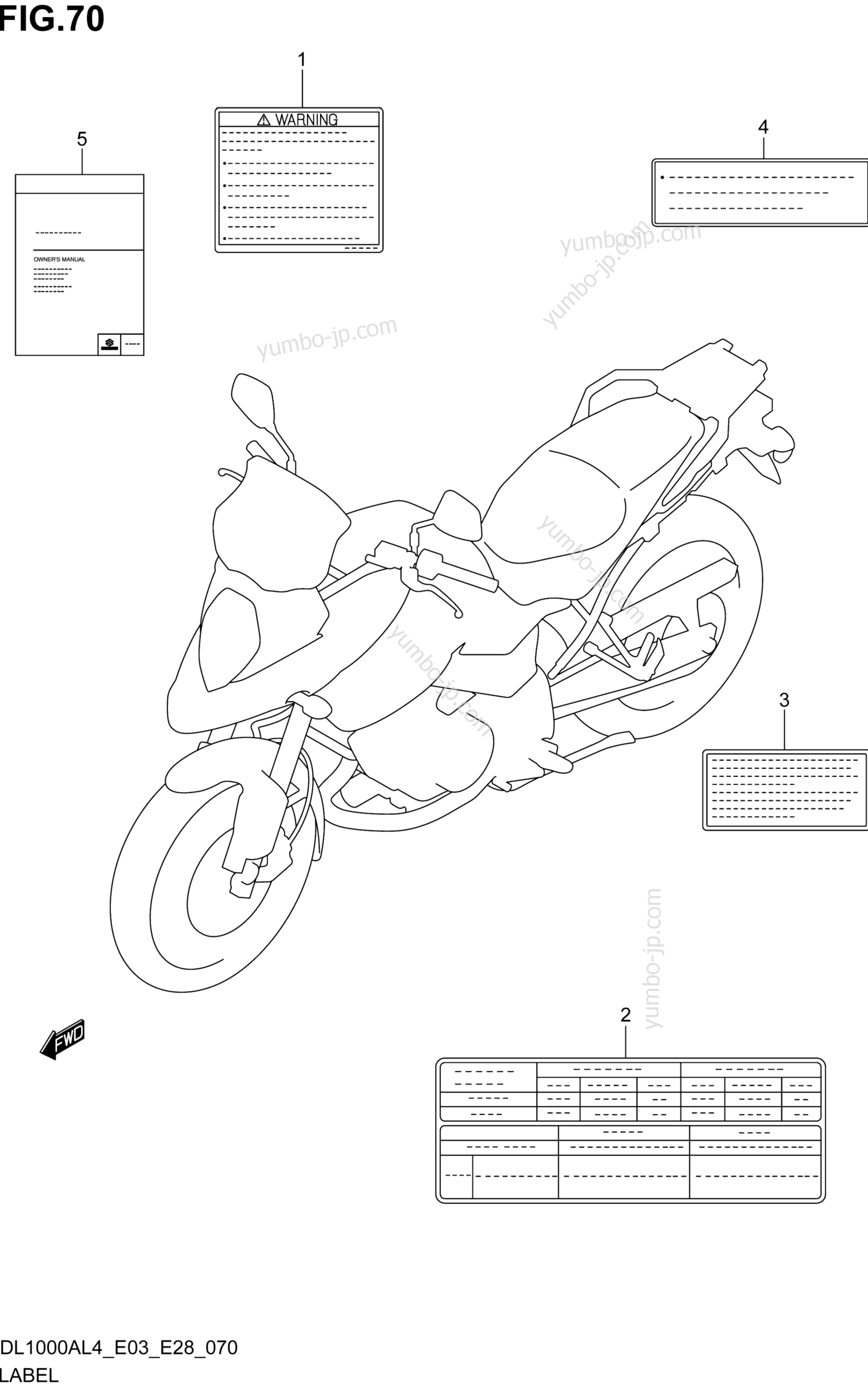 LABEL (DL1000AL4 E33) for motorcycles SUZUKI DL1000A 2014 year