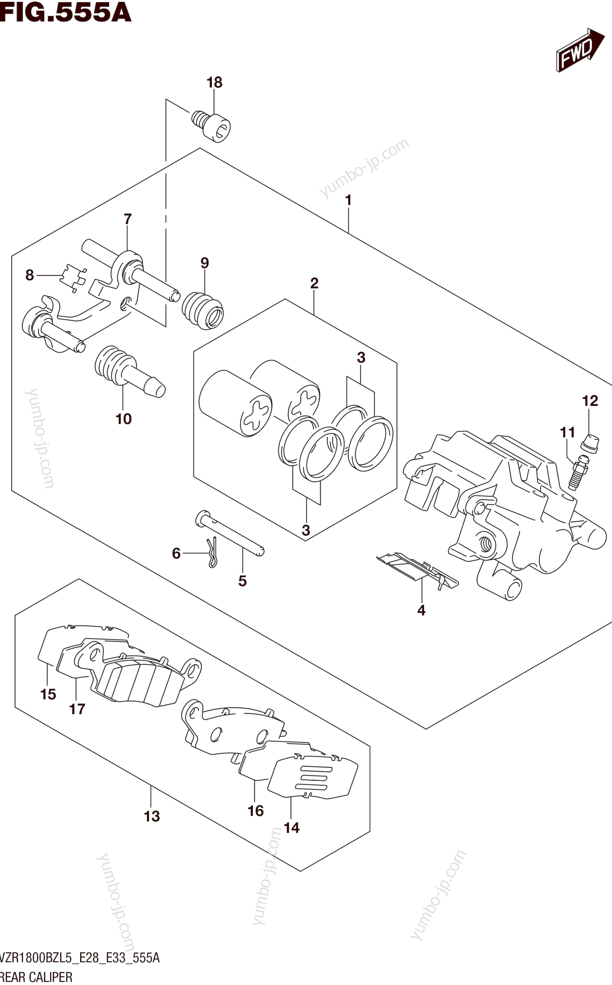 REAR CALIPER для мотоциклов SUZUKI VZR1800BZ 2015 г.