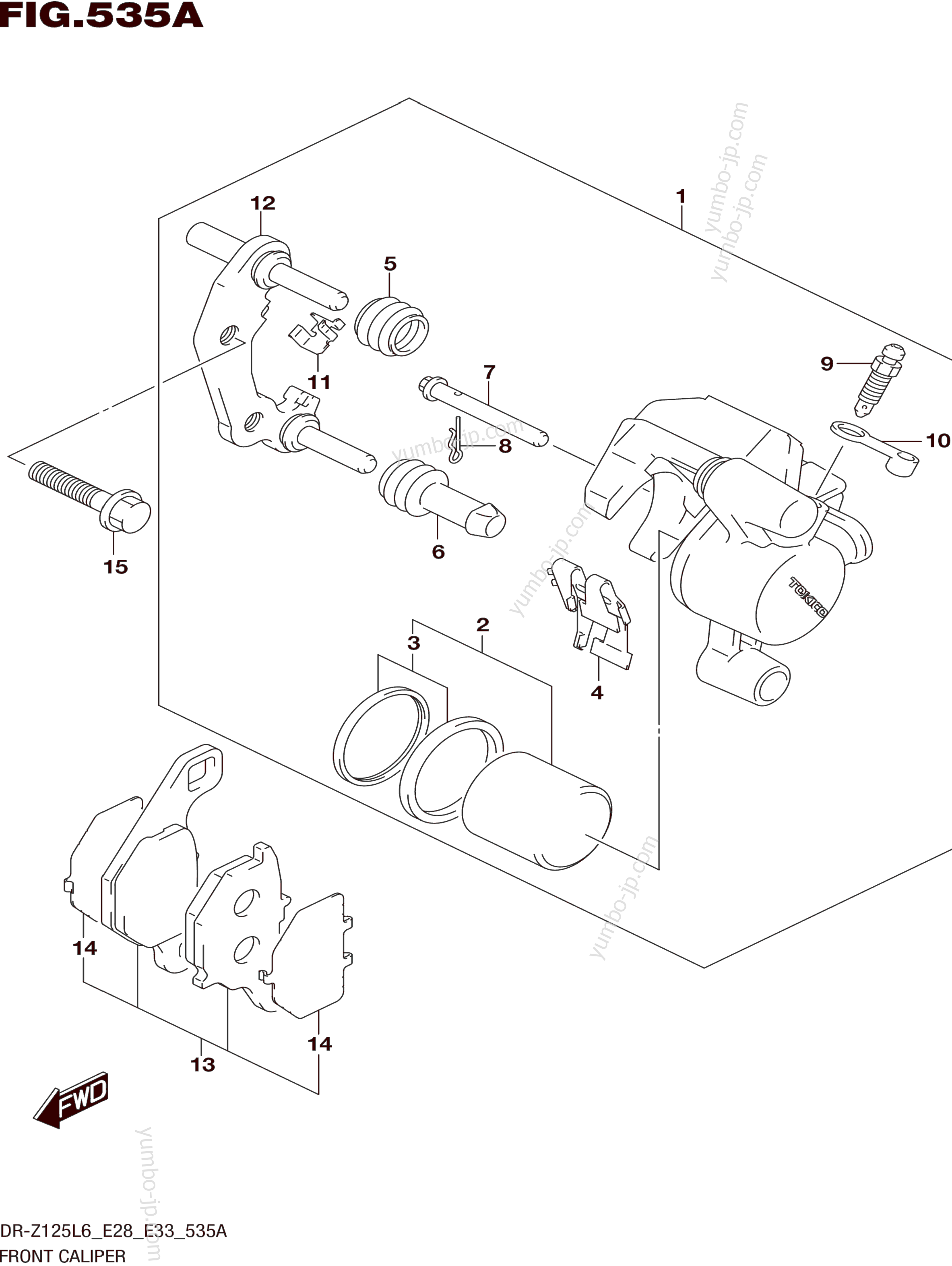 FRONT CALIPER (DR-Z125LL6 E28) для мотоциклов SUZUKI DR-Z125 2016 г.