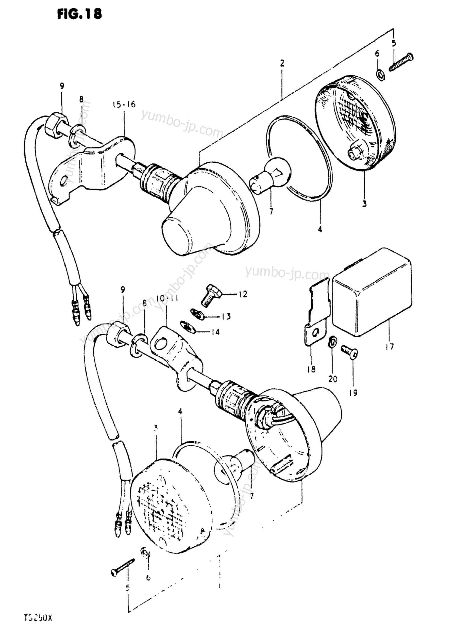 TURN SIGNAL LAMP for motorcycles SUZUKI TS250 1981 year