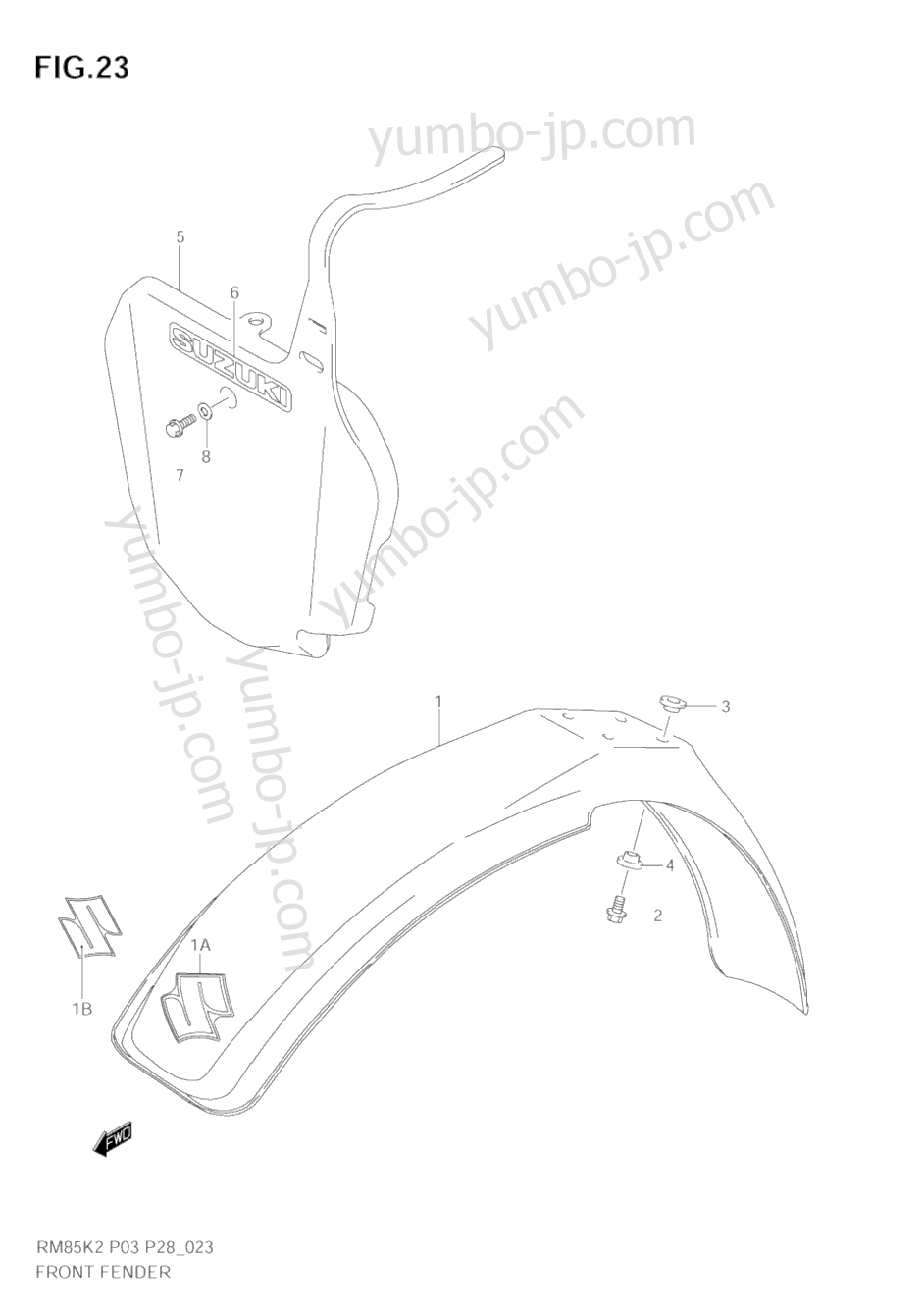 FRONT FENDER for motorcycles SUZUKI RM85L 2006 year
