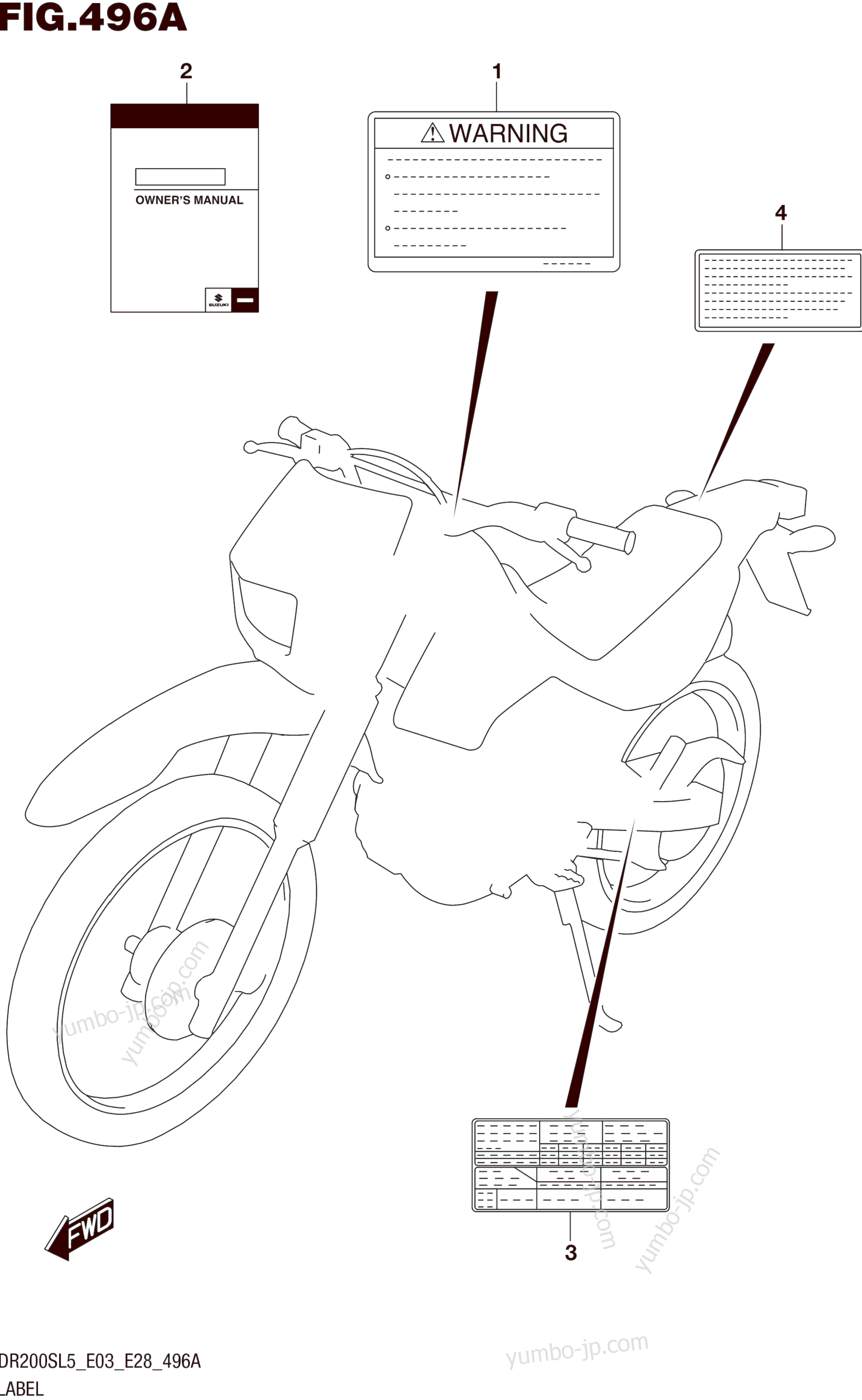 LABEL (DR200SL5 E03) для мотоциклов SUZUKI DR200S 2015 г.