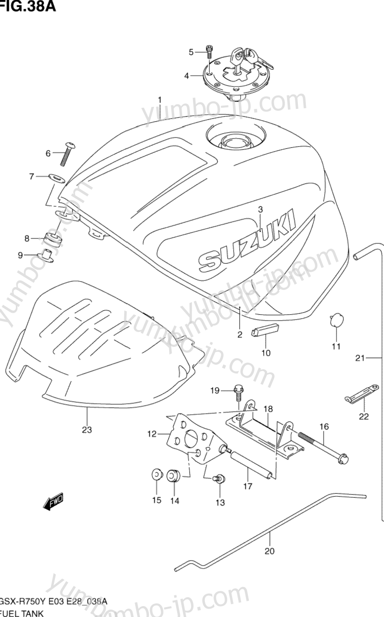 FUEL TANK (MODEL K1) for motorcycles SUZUKI GSX-R750 2001 year