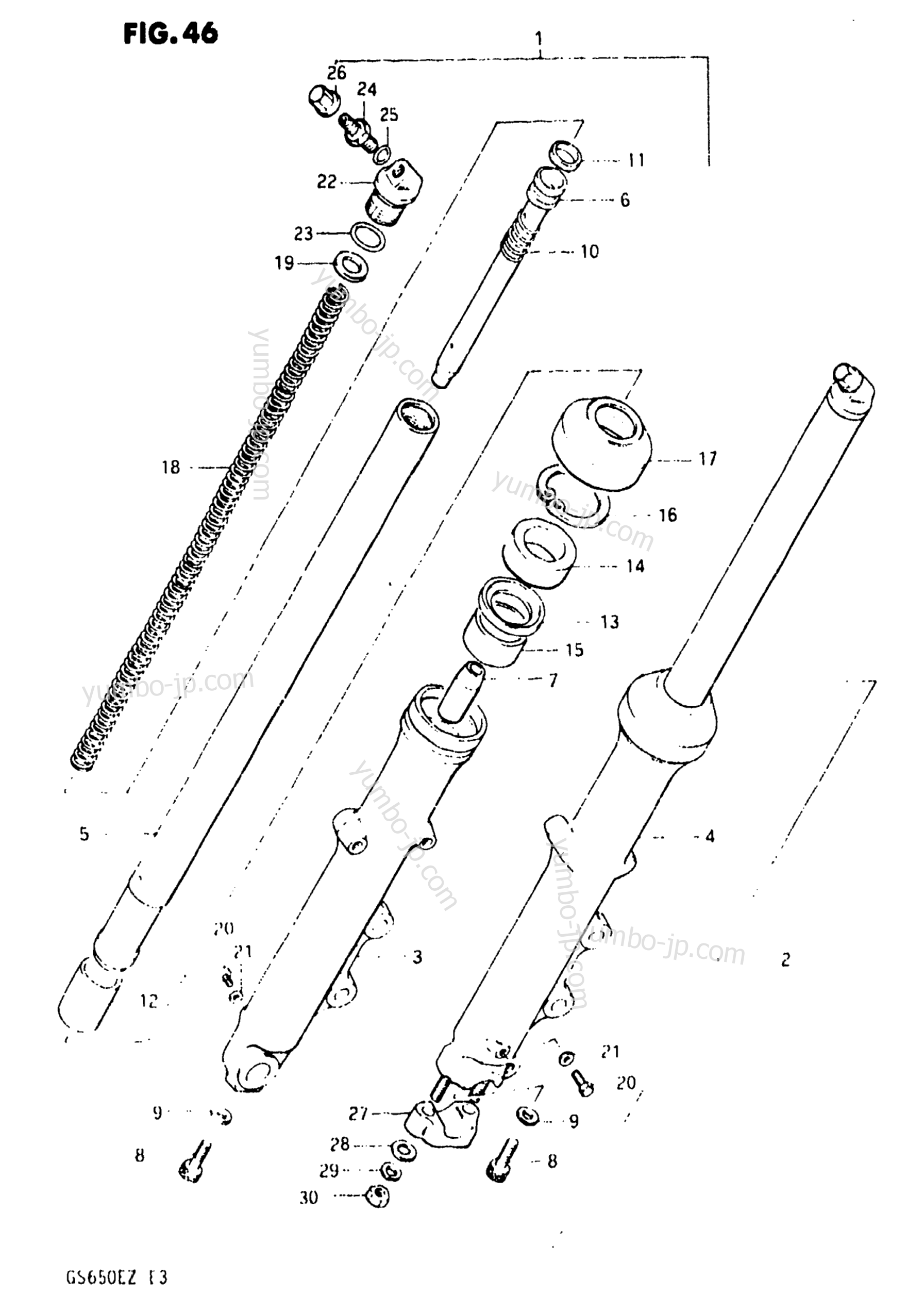 FRONT FORK (MODEL Z) for motorcycles SUZUKI GS650E 1982 year