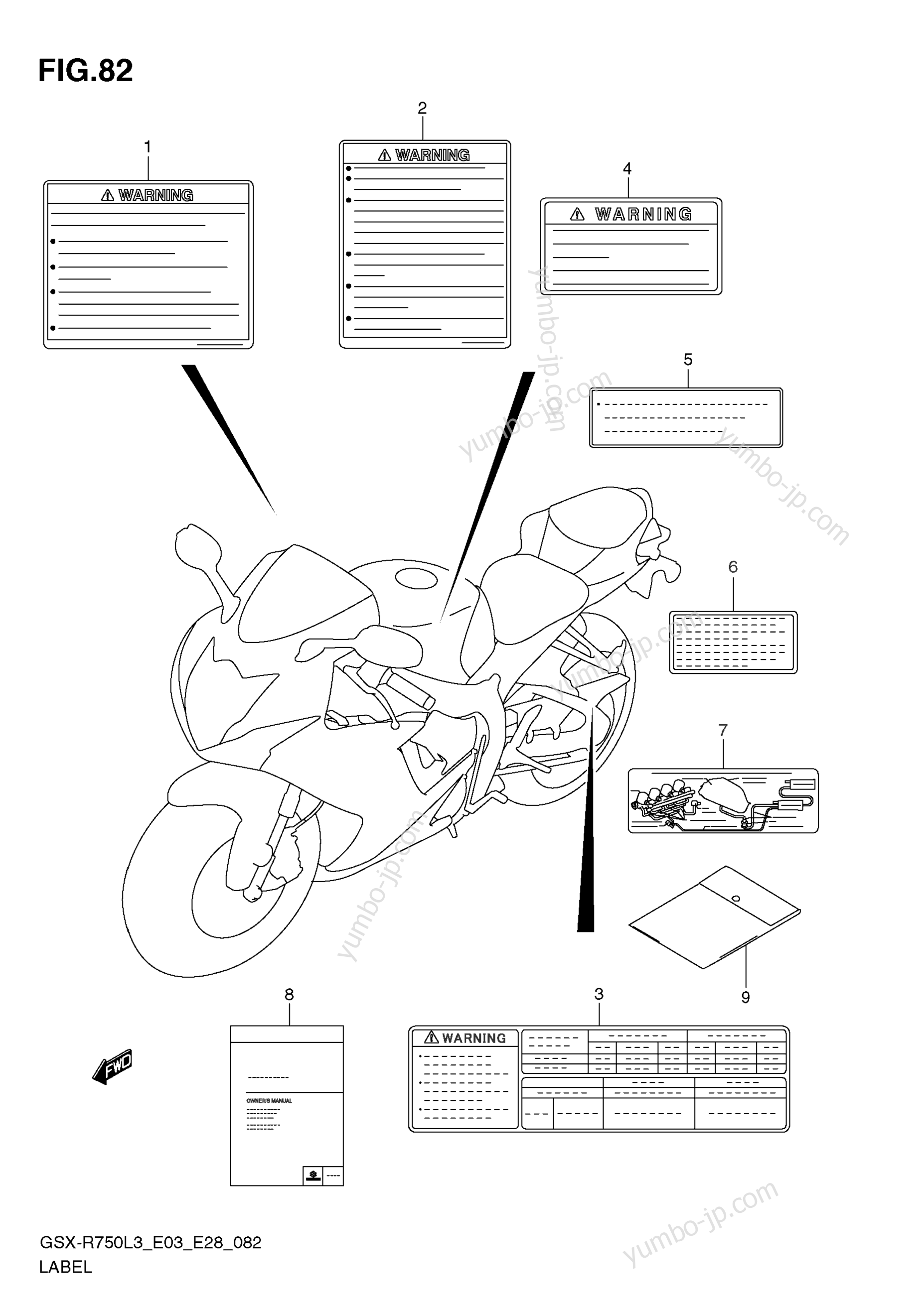 LABEL (E33) for motorcycles SUZUKI GSX-R750 2013 year