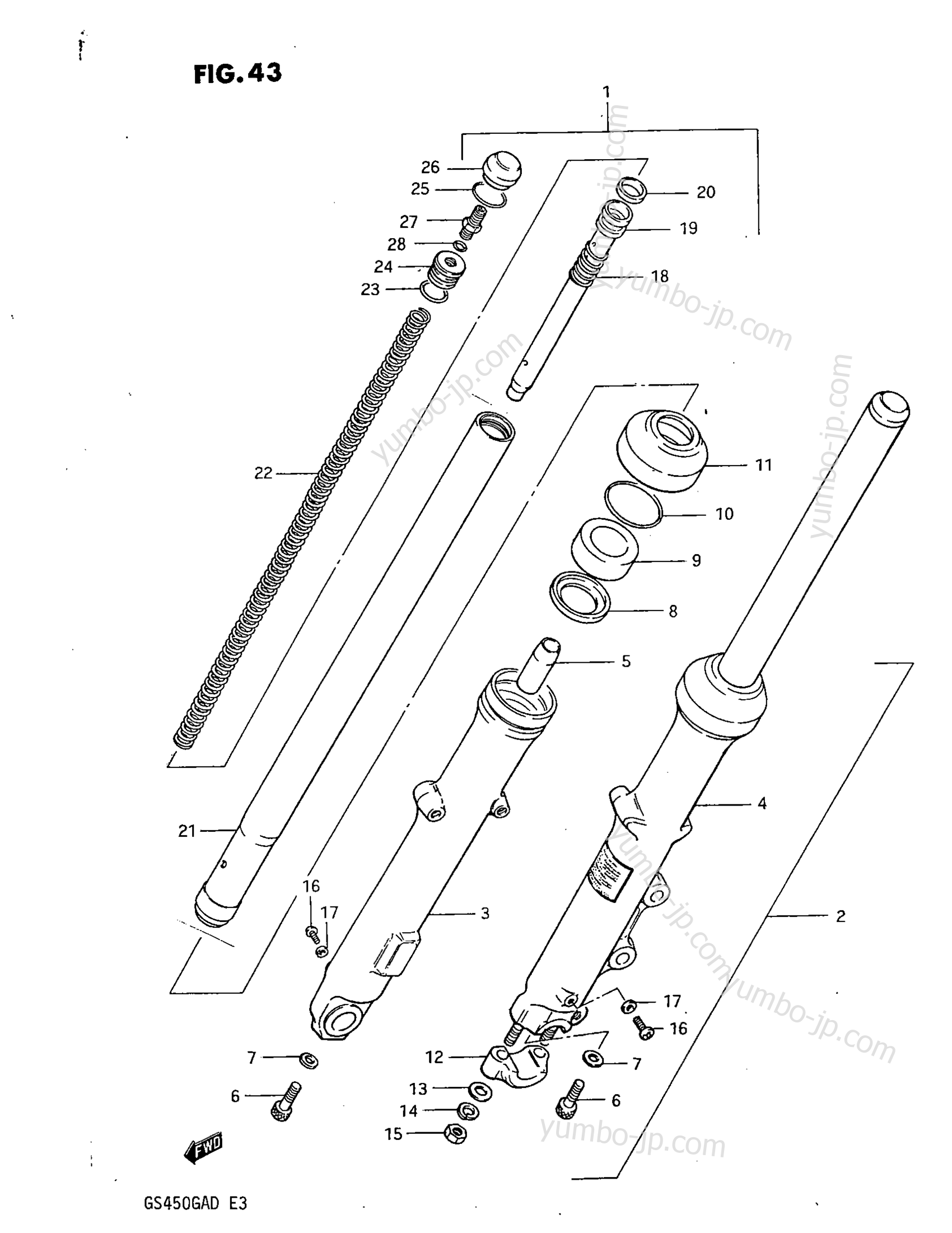 FRONT FORK for motorcycles SUZUKI GS450GA 1983 year