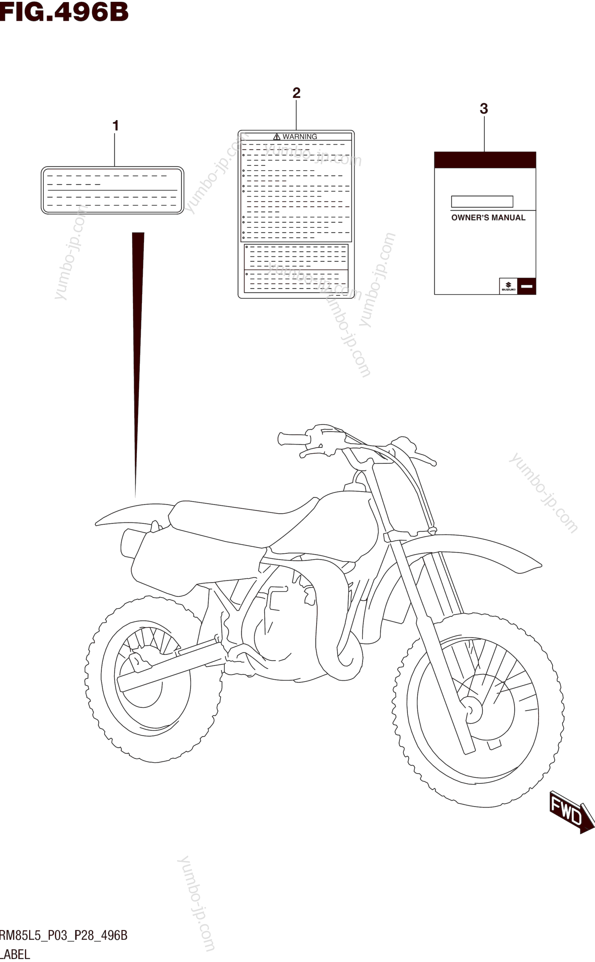 LABEL (RM85L5 P28) для мотоциклов SUZUKI RM85 2015 г.