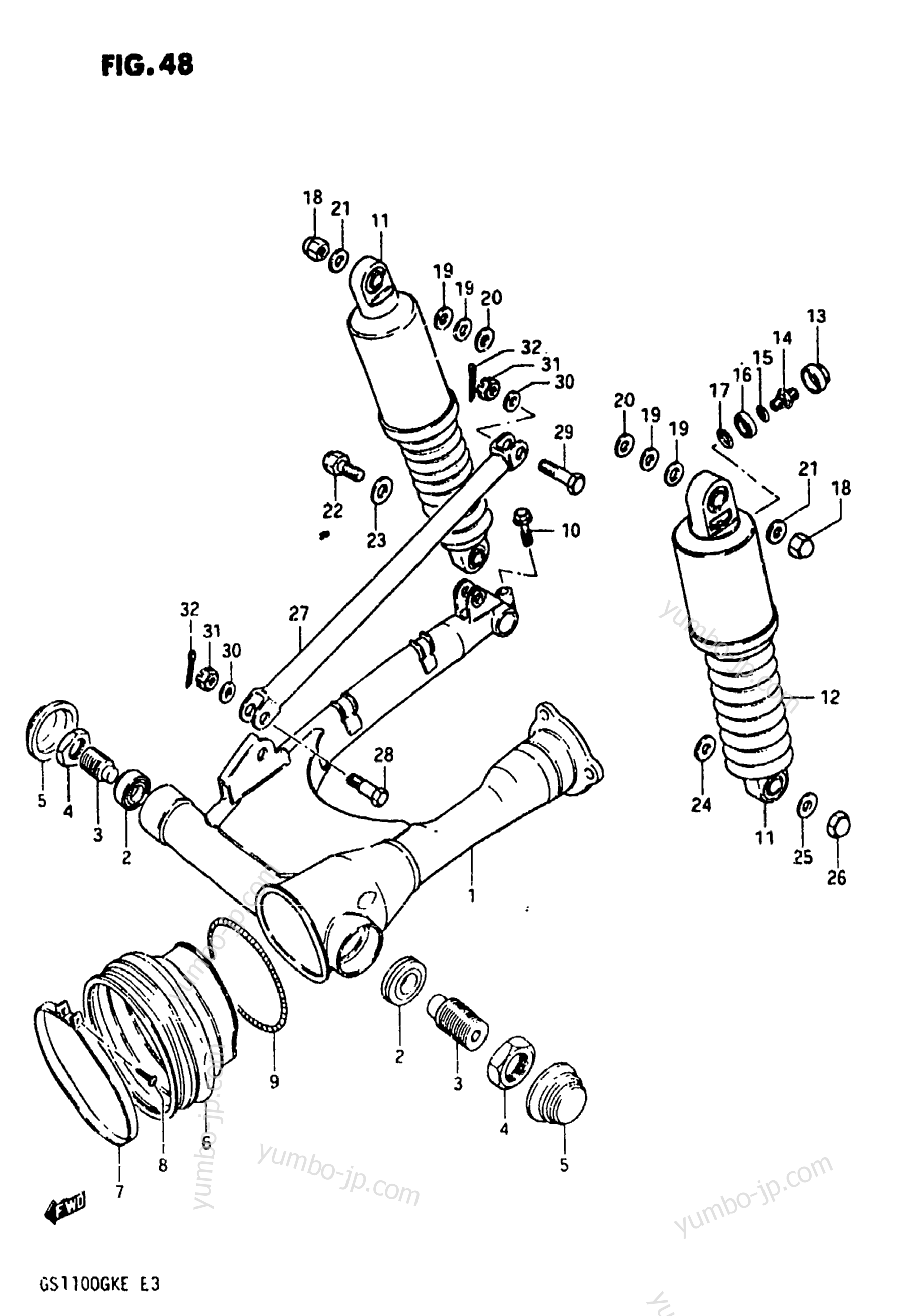REAR SWINGING ARM для мотоциклов SUZUKI GKE (GS1100) 1984 г.