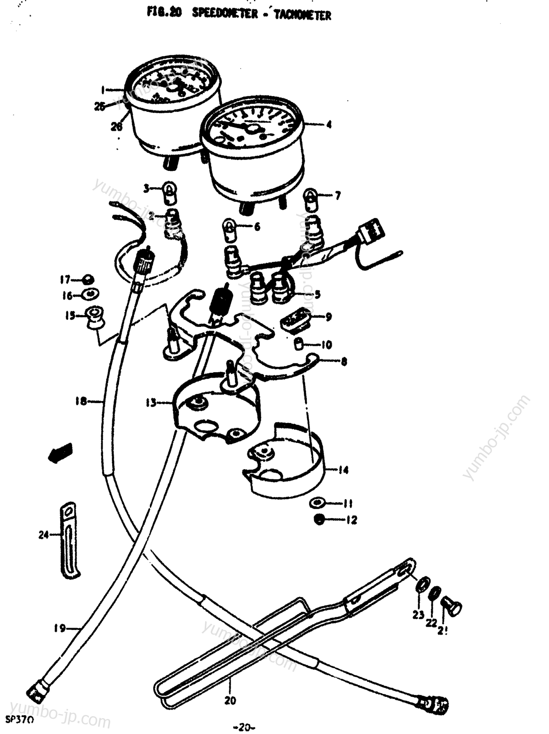 Speedometer - Tachometer for motorcycles SUZUKI SP370 1979 year