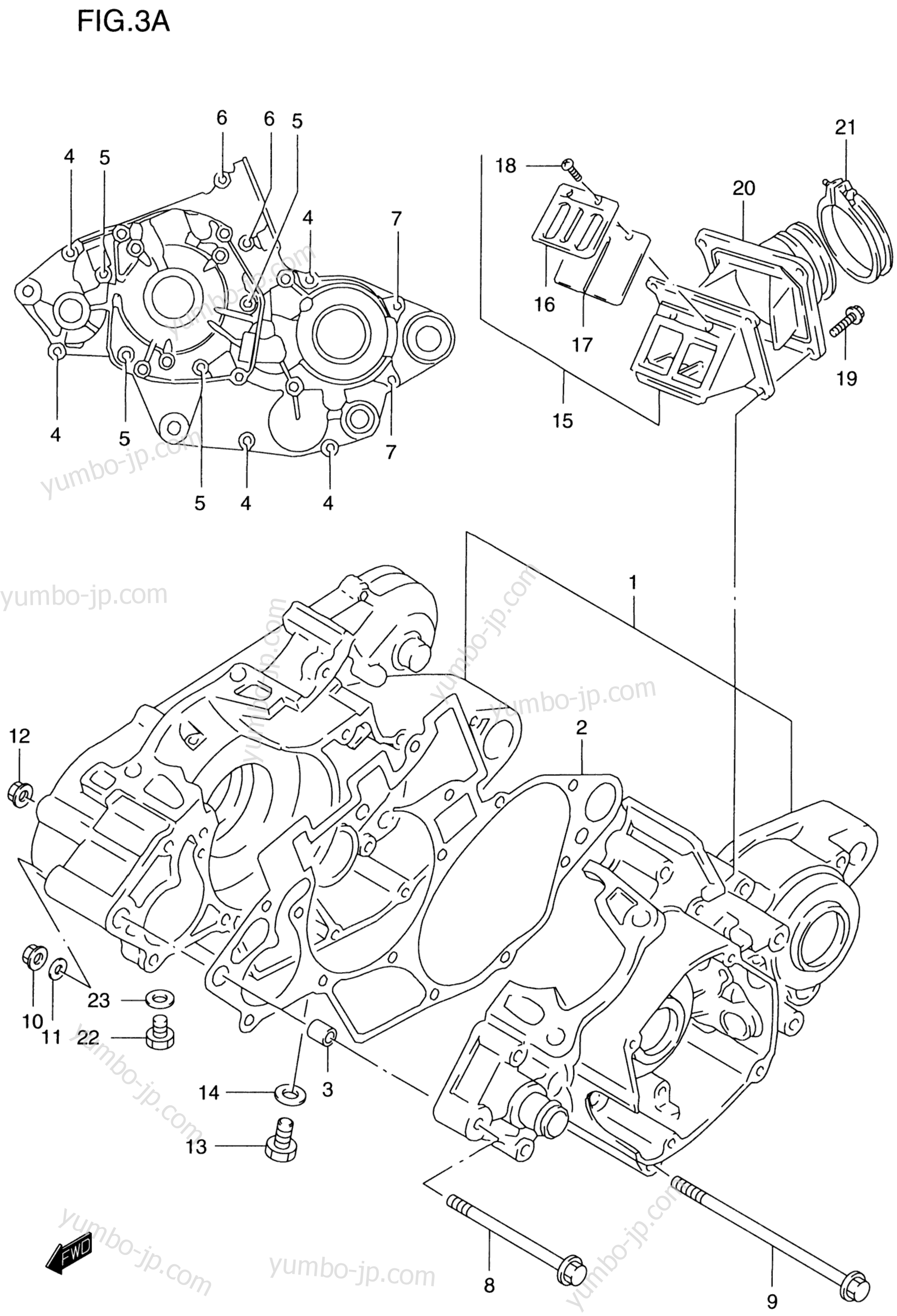 CRANKCASE (MODEL W/X/Y) for motorcycles SUZUKI RM125 2000 year