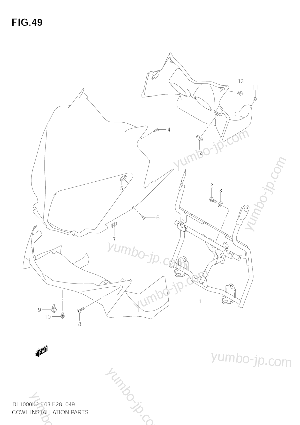 COWL BODY INSTALLATION PARTS (MODEL K2/K3) для мотоциклов SUZUKI V-Strom (DL1000) 2002 г.