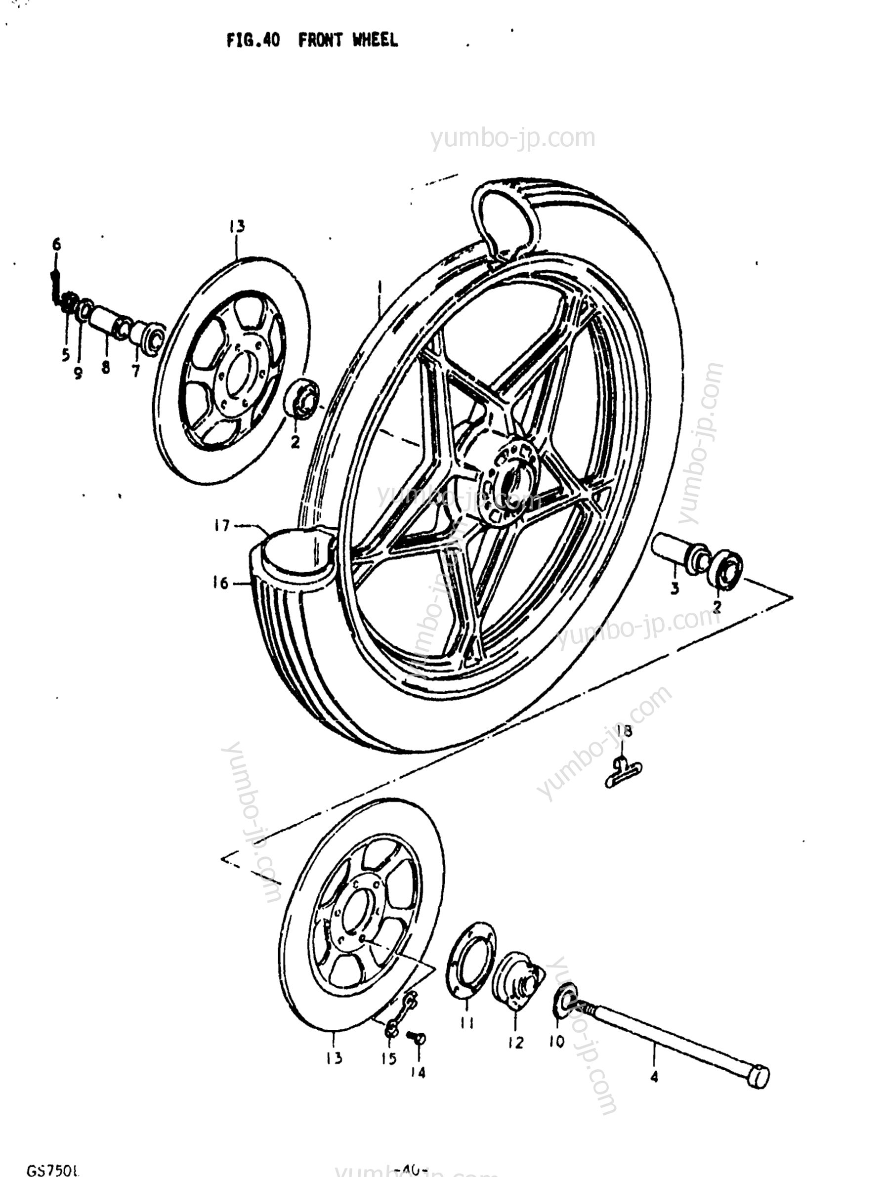 FRONT WHEEL for motorcycles SUZUKI GS750L 1979 year