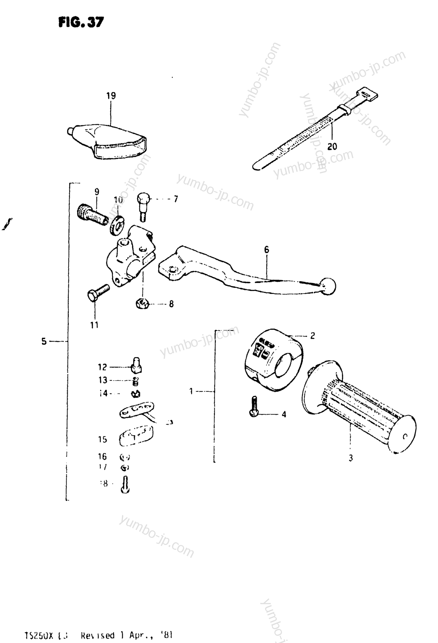 RIGHT HANDLE SWITCH for motorcycles SUZUKI TS250 1981 year