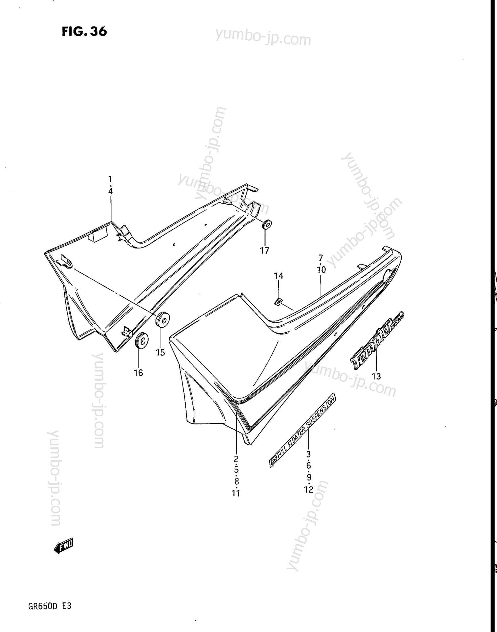 FRAME COVER for motorcycles SUZUKI TEMPTER (GR650) 1983 year