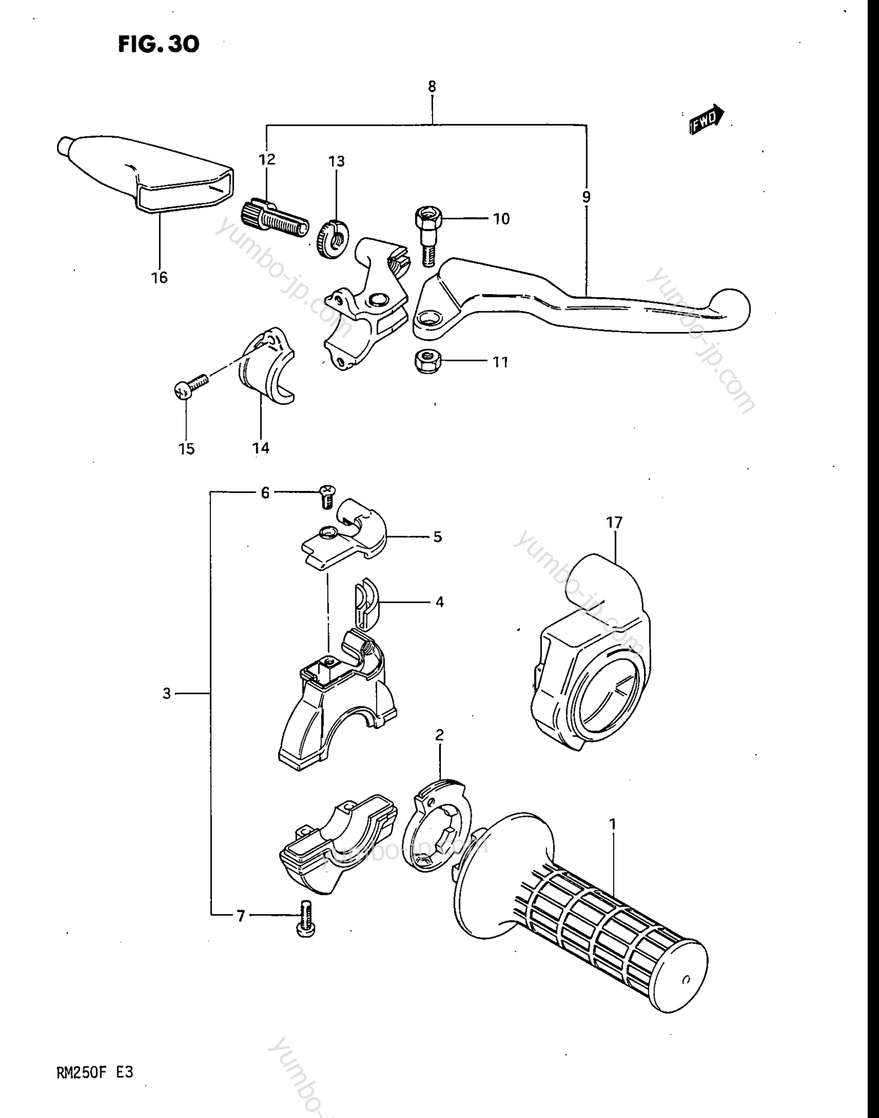 RIGHT HANDLE SWITCH (MODEL E) для мотоциклов SUZUKI RM250 1984 г.