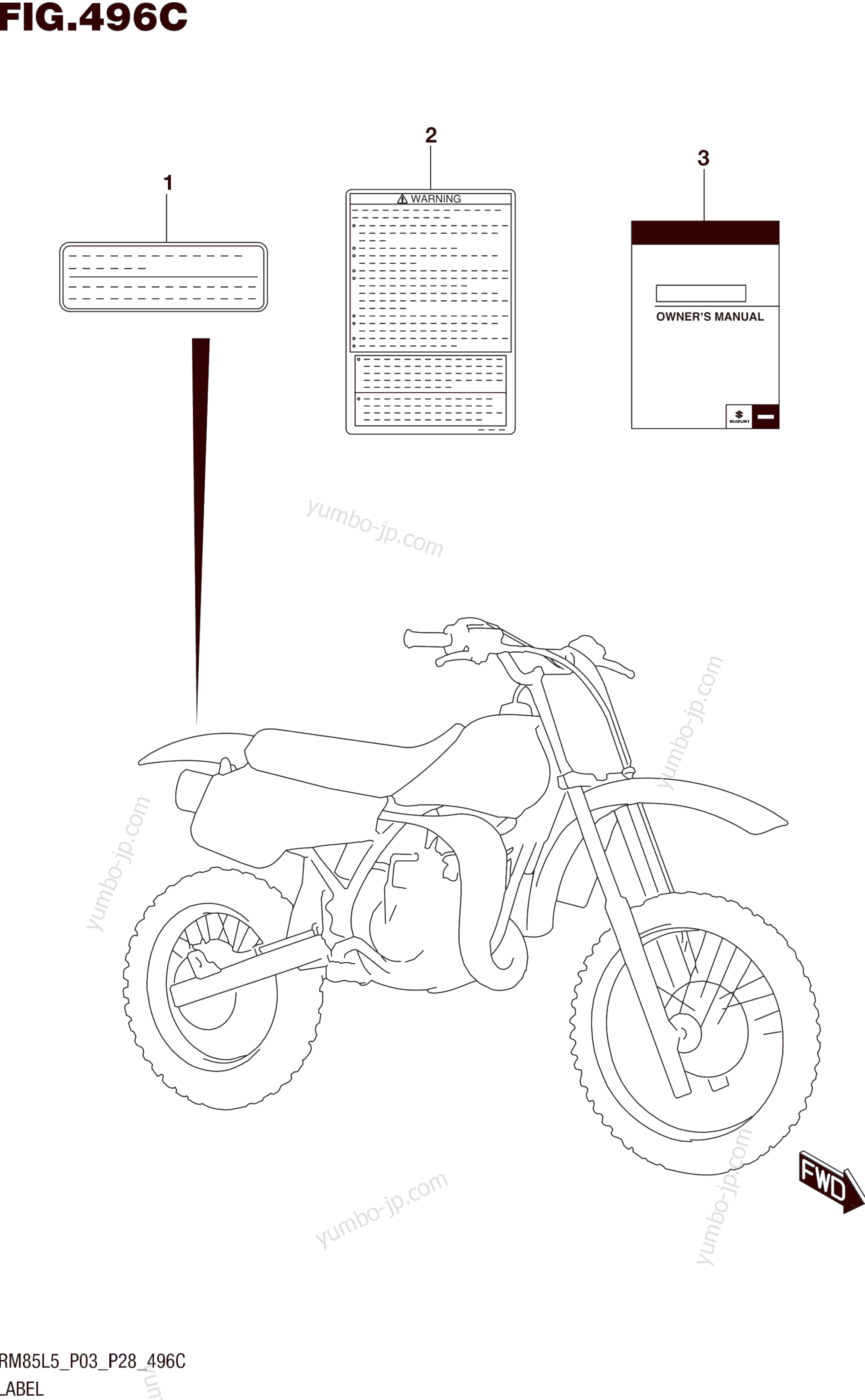 LABEL (RM85LL5 P28) для мотоциклов SUZUKI RM85L 2015 г.