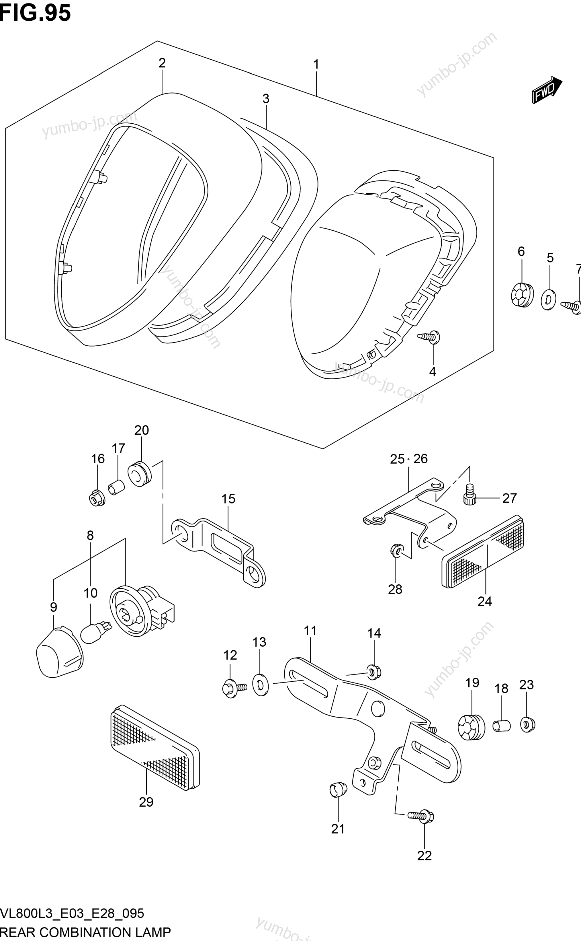 REAR COMBINATION LAMP (VL800TL3 E28) для мотоциклов SUZUKI VL800T 2013 г.