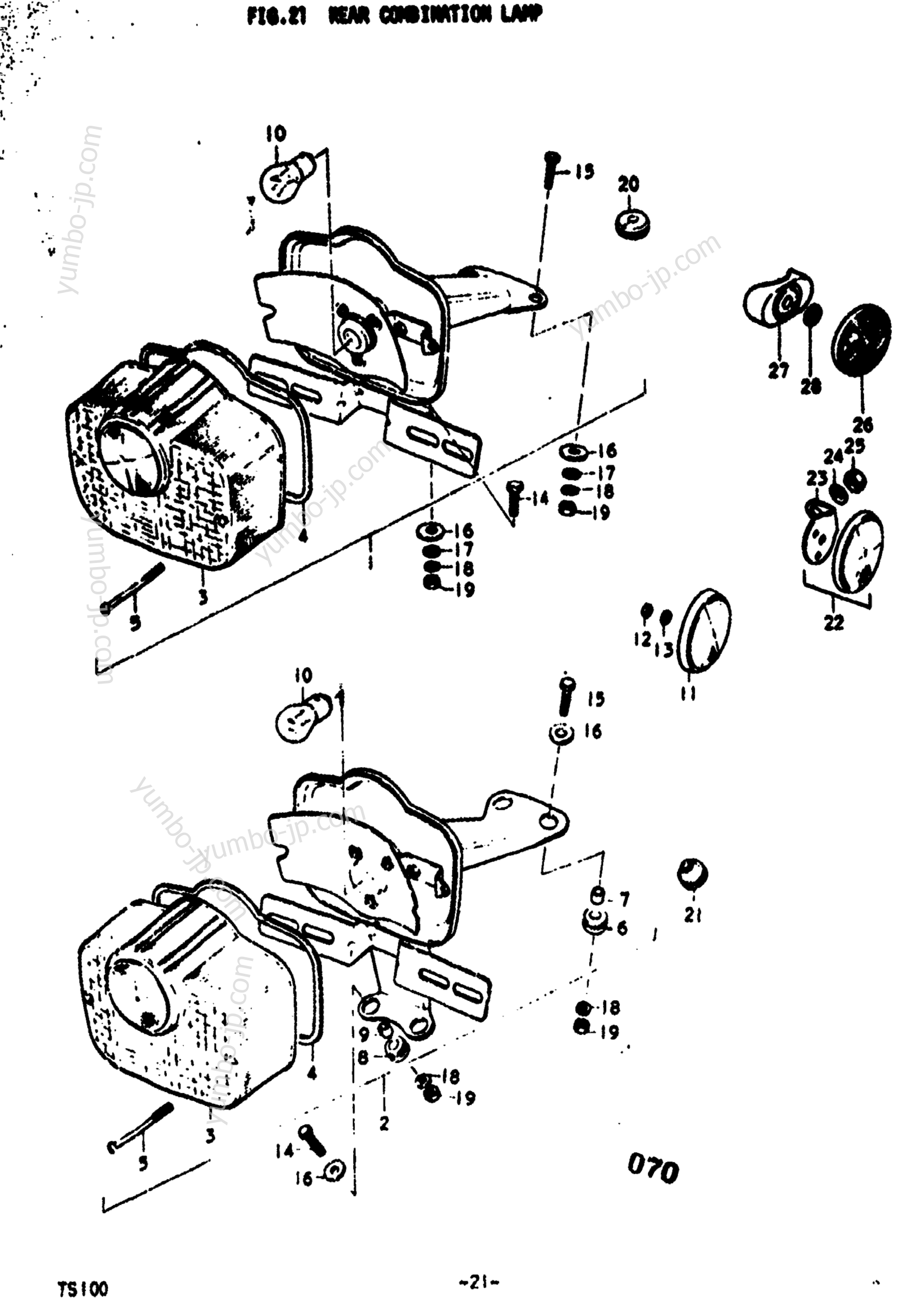 REAR COMBINATION LAMP для мотоциклов SUZUKI TS100 1977 г.