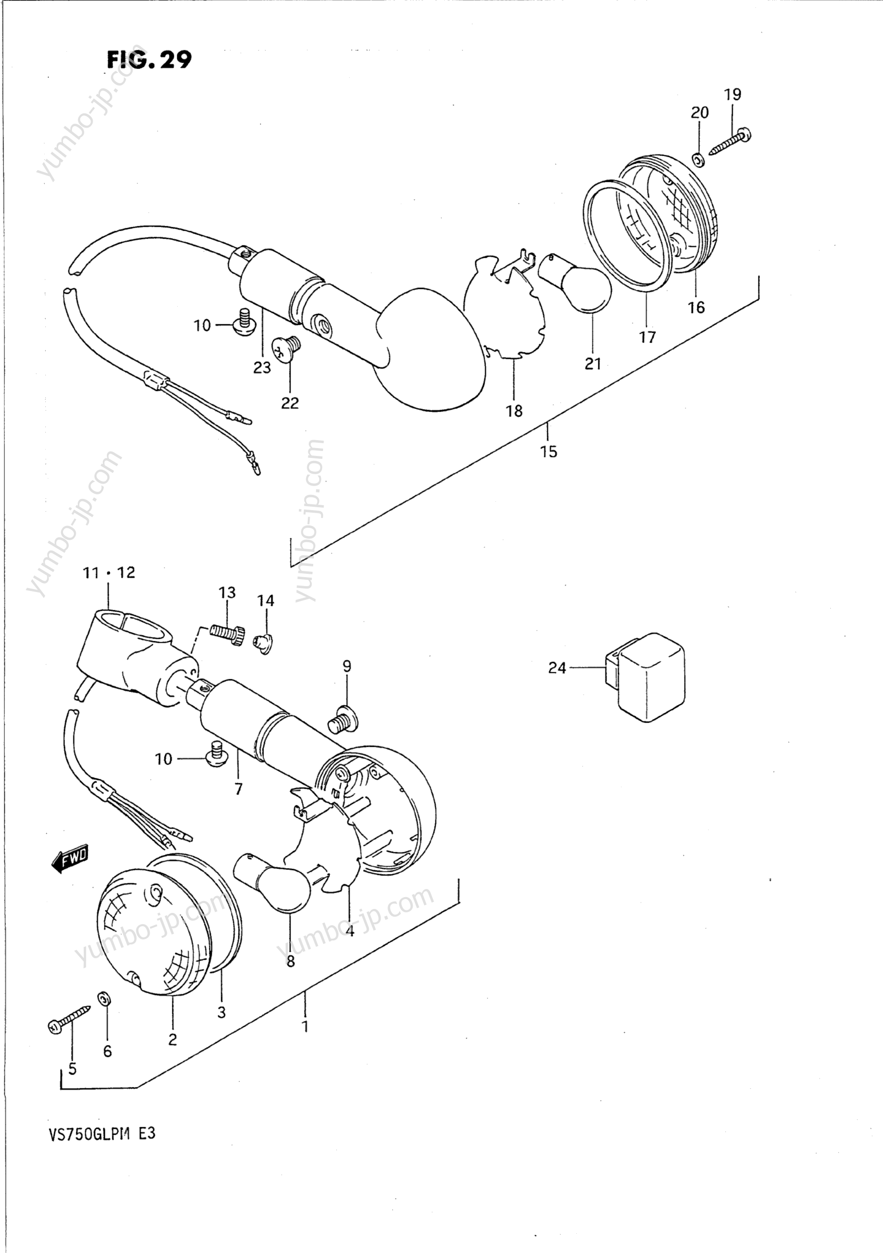 TURN SIGNAL LAMP для мотоциклов SUZUKI Intruder (VS750GLP) 1988 г.