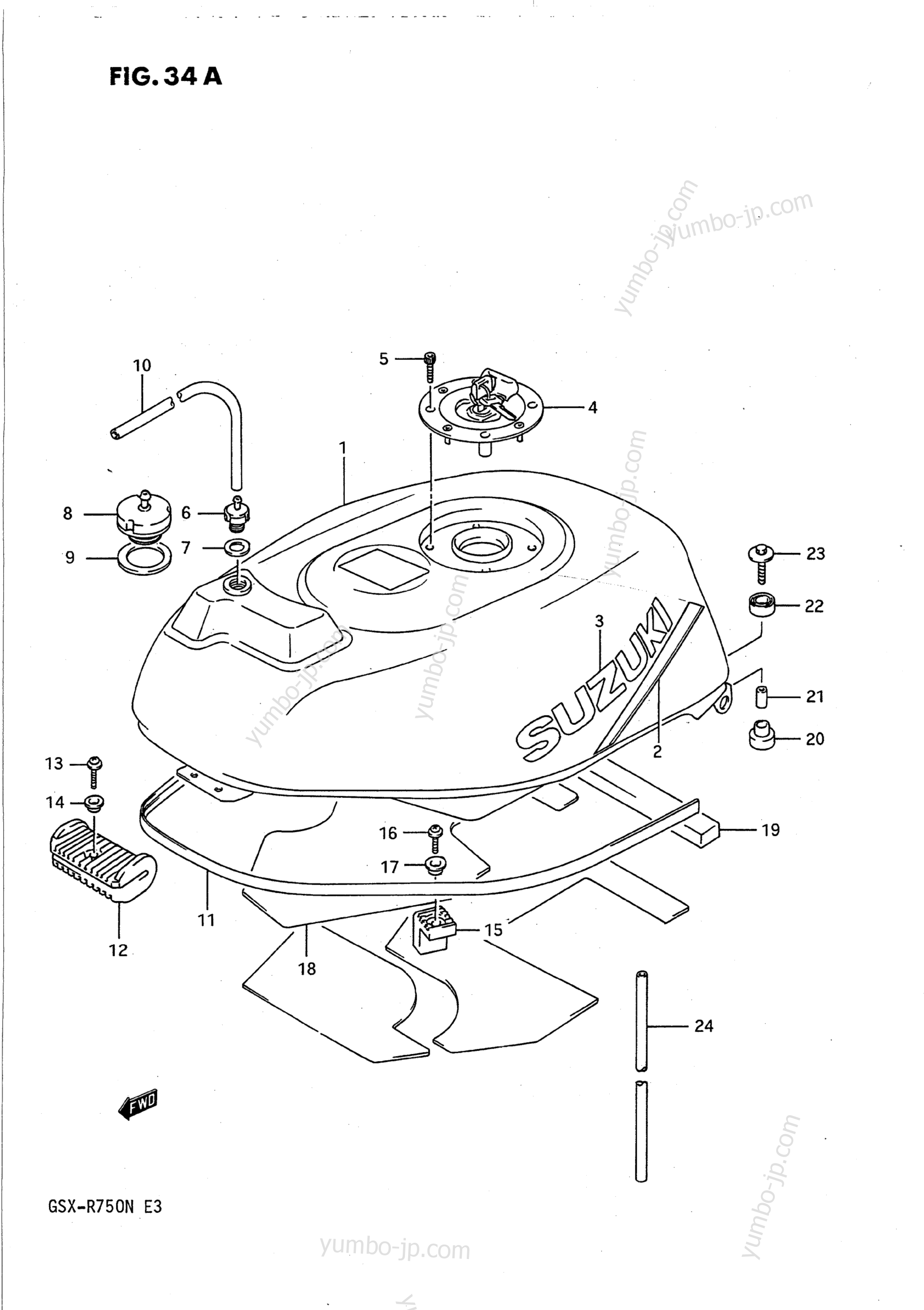 FUEL TANK (MODEL N) for motorcycles SUZUKI GSX-R750 1991 year