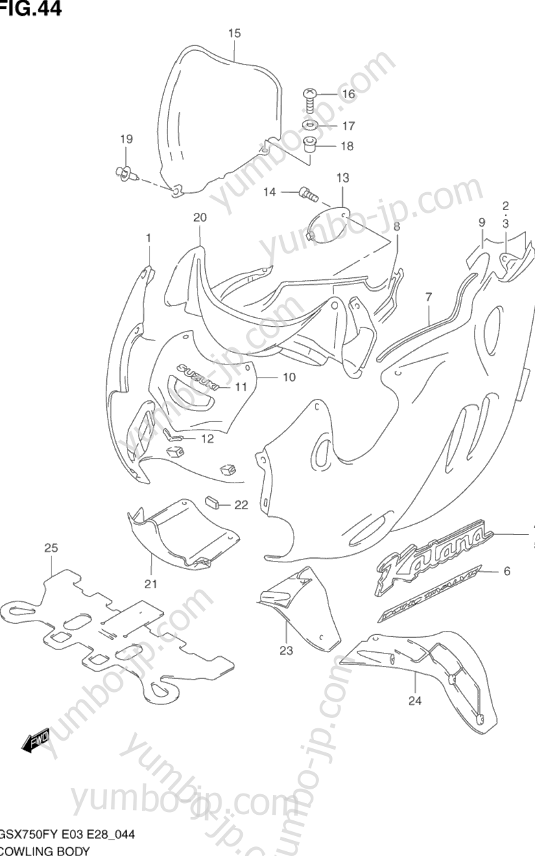 COWLING BODY (MODEL W) для мотоциклов SUZUKI Katana (GSX750F) 2003 г.