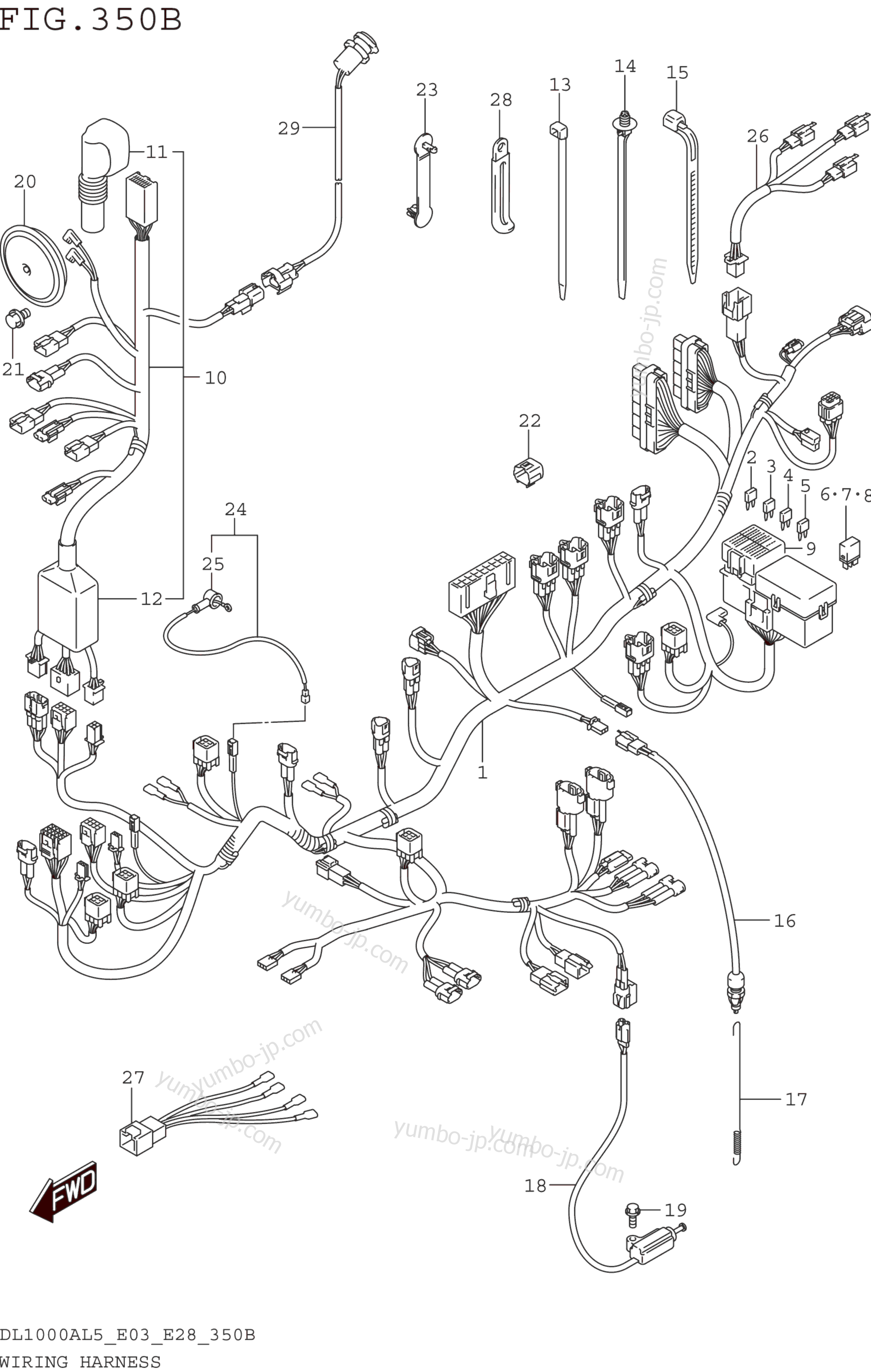 WIRING HARNESS (DL1000AL5 E28) для мотоциклов SUZUKI DL1000A 2015 г.