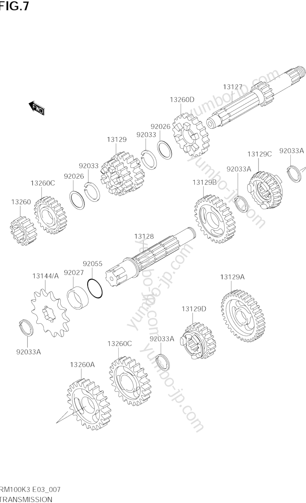 TRANSMISSION для мотоциклов SUZUKI RM100 2003 г.