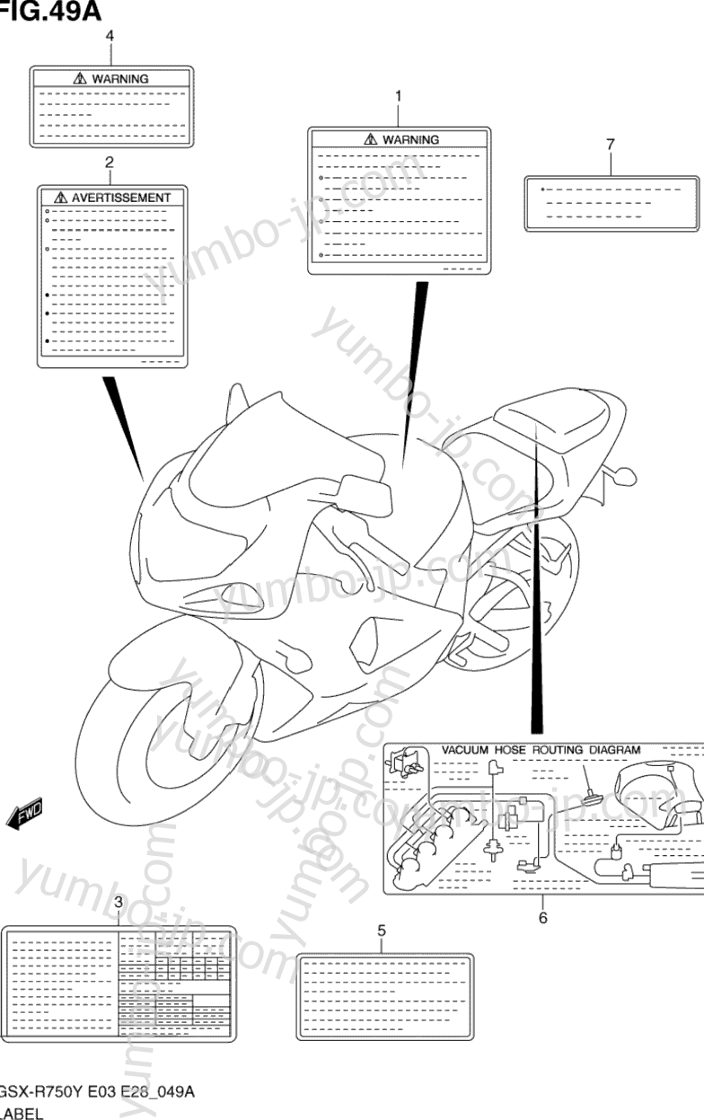 LABEL (MODEL K2/K3) for motorcycles SUZUKI GSX-R750 2000 year