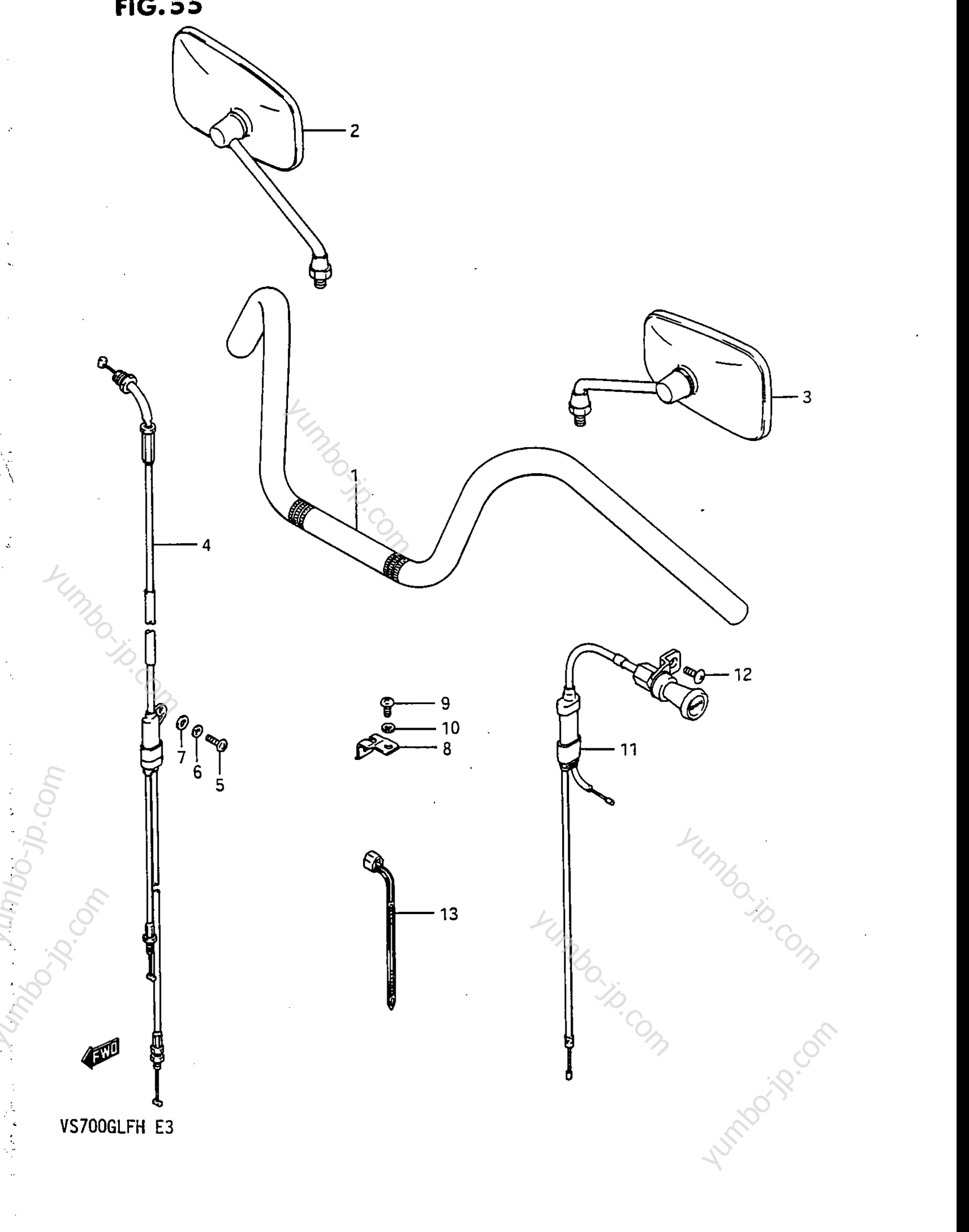 HANDLEBAR - CONTROL CABLE (VS700GLPG/GLEPG/GLPH/GLEPH) for motorcycles SUZUKI Intruder (VS700GLEP) 1987 year