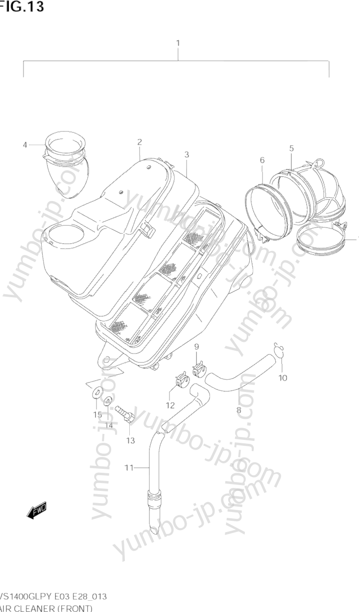 AIR CLEANER (FRONT) for motorcycles SUZUKI Intruder (VS1400GLP) 2003 year