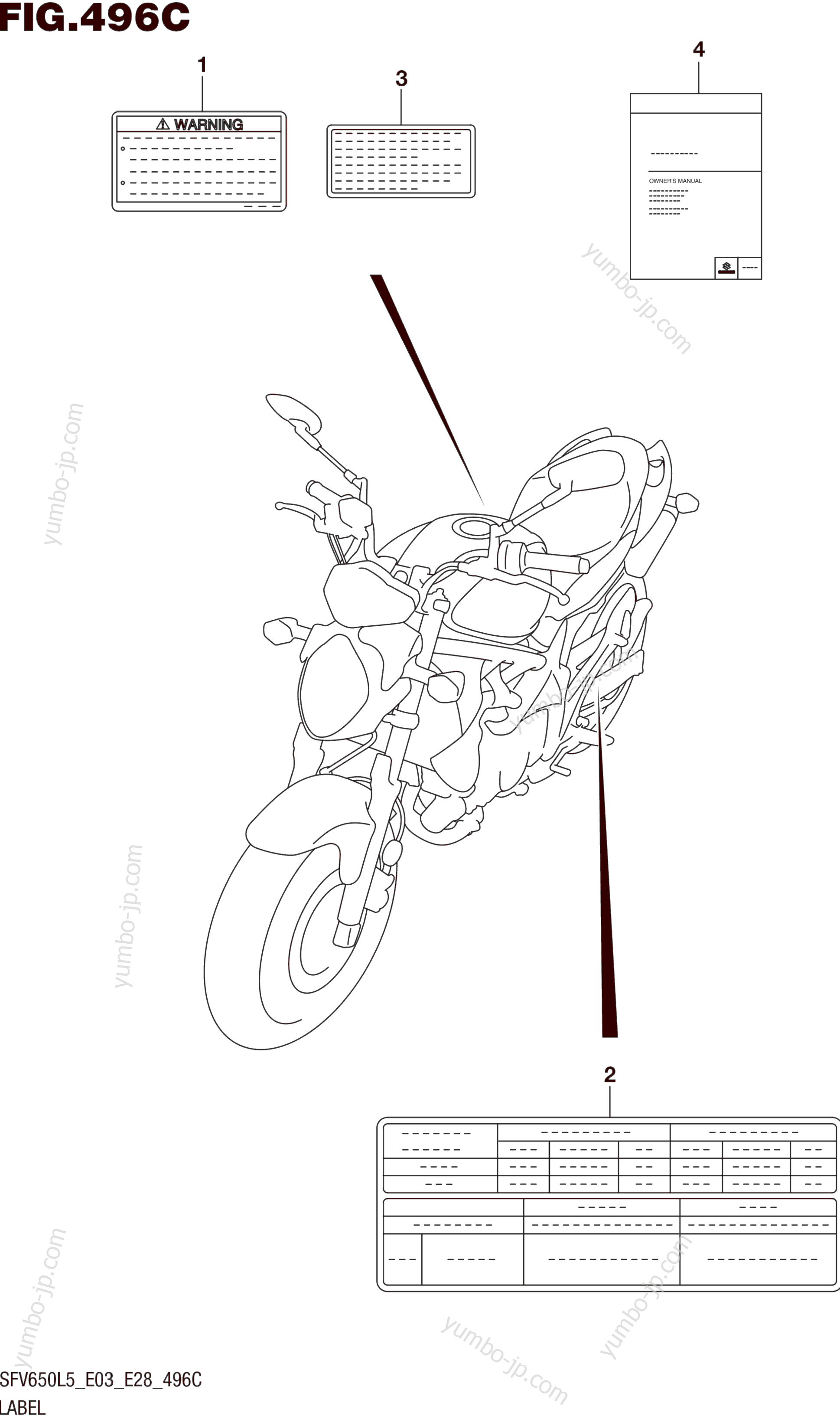 LABEL (SFV650L5 E33) для мотоциклов SUZUKI SFV650 2015 г.